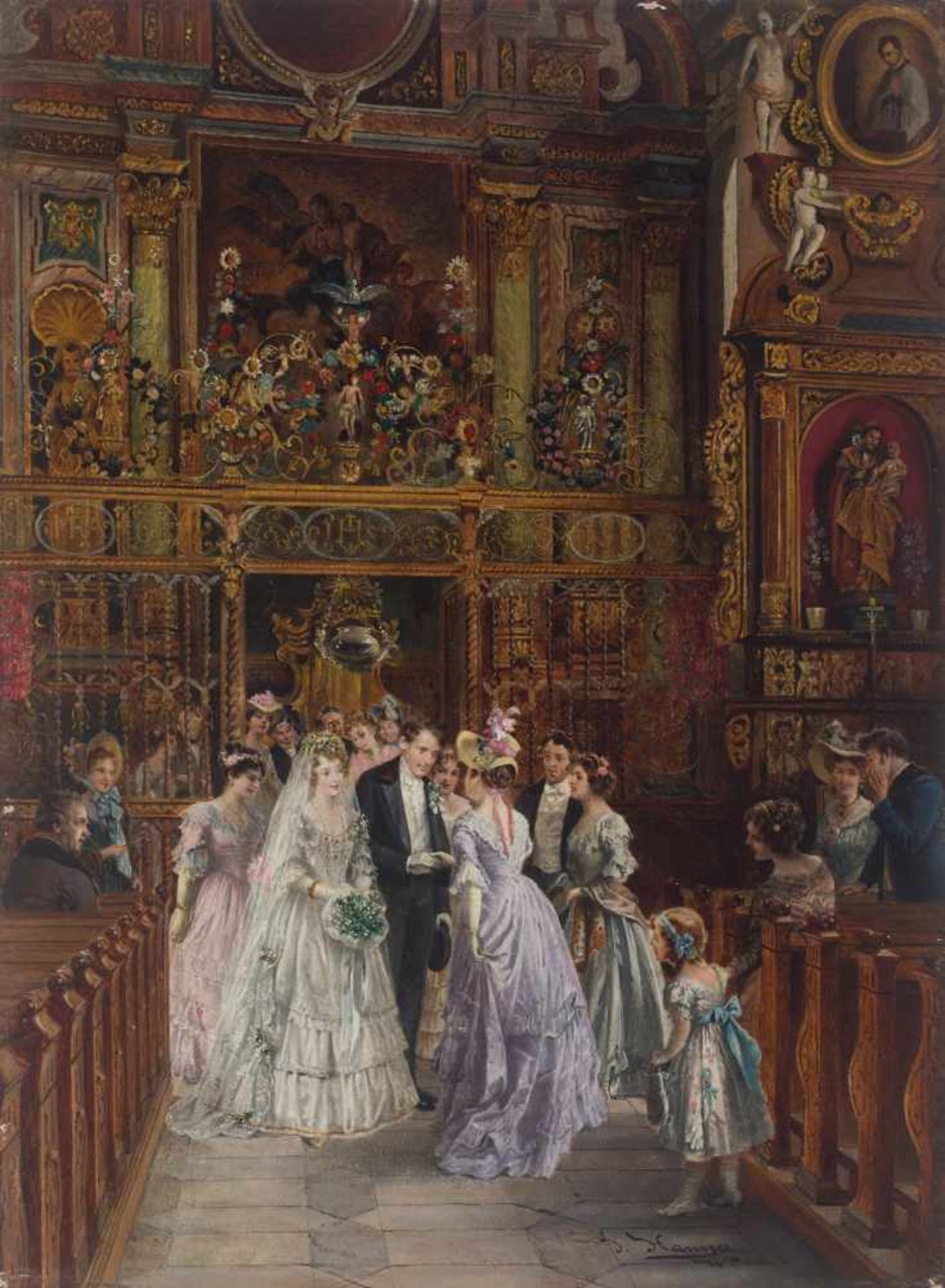 JOHANN HAMZA (1850-1925), OIL ON PANEL ‘WEDDING’Johann Hamza (1850-1925)Oil on panelAustriaaround