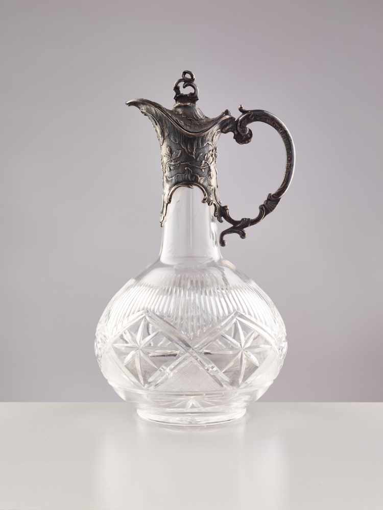 WMF ART NOUVEAU CARAFE WITH SILVER PLATED HANDLE, 1900WMF – Württembergische MetallwarenfabrikGlass,