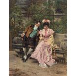 JOHANN HAMZA (1850-1925), OIL ON PANEL ‘FALLING IN LOVE’Johann Hamza (1850-1925)Oil on