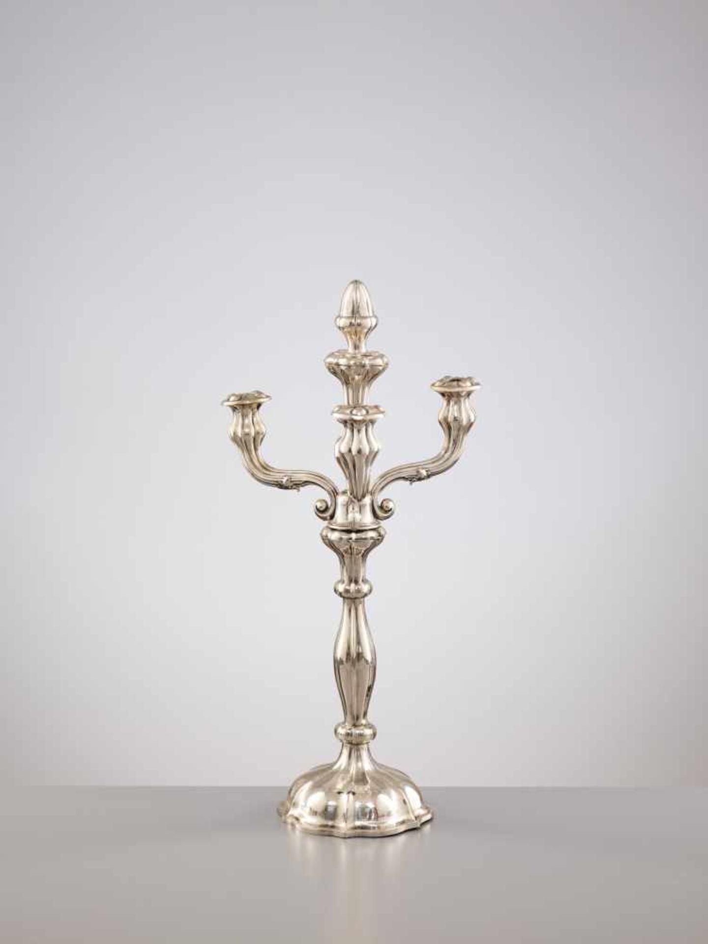 A LARGE PAIR OF VIENNESE LATE BIEDERMEIER CANDLESTICKS WITH 4-LIGHT GIRANDOLE INSERT, - Image 7 of 9