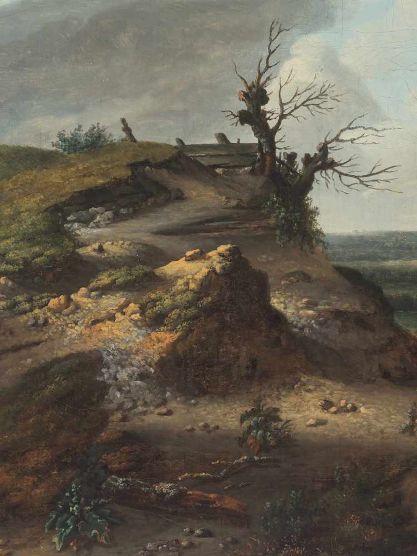 JAN WIJNANTS (c. 1632-1684), OIL ON CANVAS ‘LANDSCAPE WITH A BLEAK DUNE’Jan Wijnants (around 1632- - Image 4 of 6