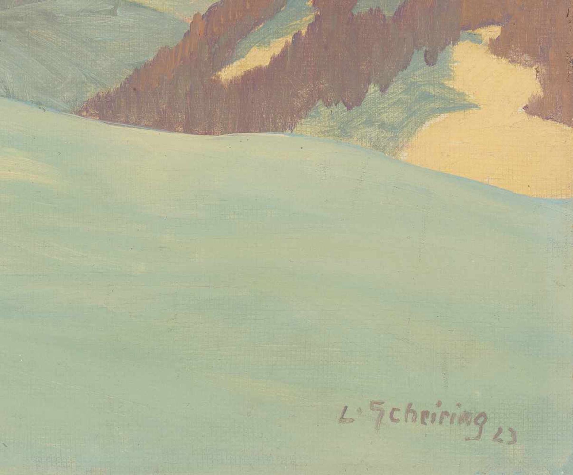 LEOPOLD SCHEIRING (1884-1927), OIL PAINTING ‘SNOWY MOUNTAINS’ 1923Leopold Scheiring (1884-1927)Oil - Image 4 of 9