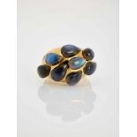 A POMELLATO LABRADORITE AND YELLOW GOLD RINGItalyafter 1990, signed ‘Pomellato’Eight labradorites,