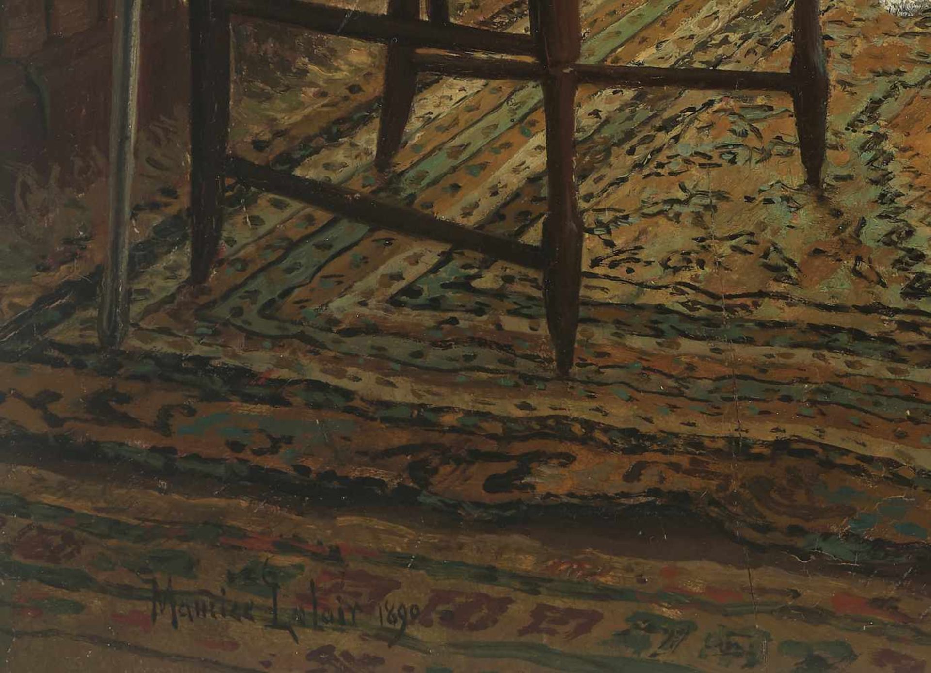 MAURICE LELOIR (1853-1940), OIL ON PANEL ‘IN THE LIBRARY’ 1890Maurice Leloir (1853-1940)Oil on - Image 5 of 6