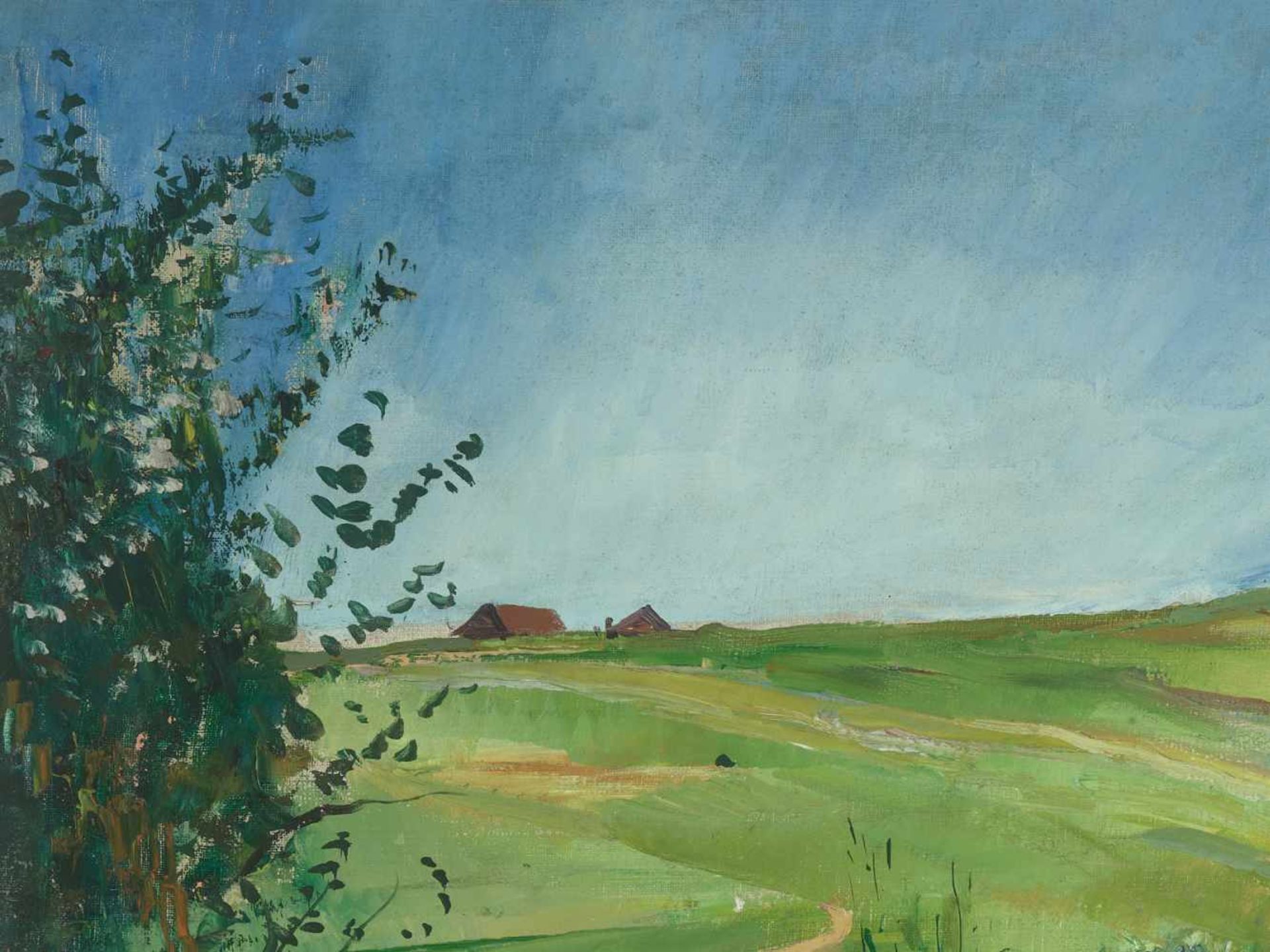 ERNST HUBER (1895-1960), OIL ON CANVAS ‘SUMMER LANDSCAPE IN UPPER AUSTRIA’Ernst Huber (1895-1960)Oil - Image 4 of 8