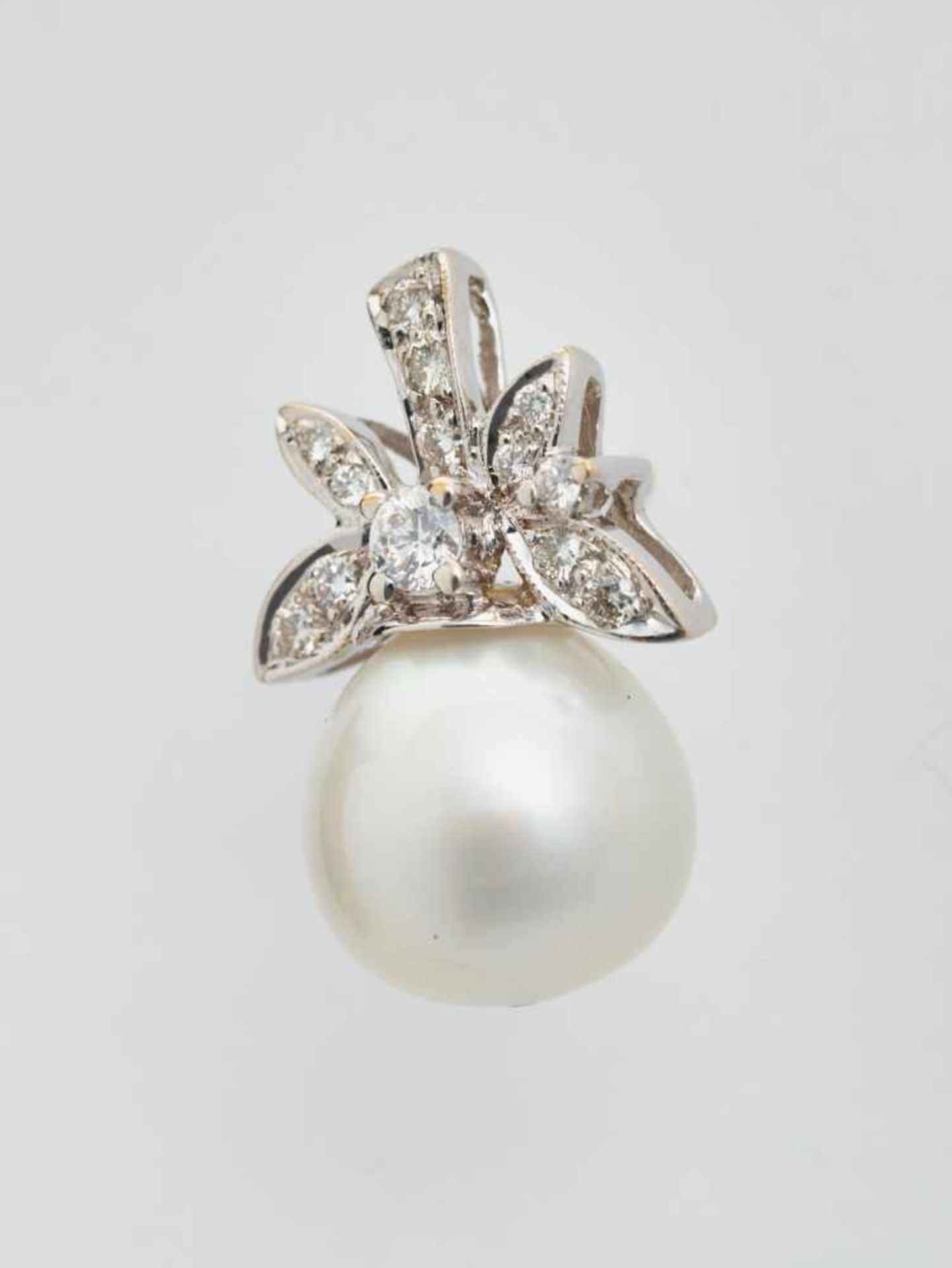 A PAIR OF WHITE GOLD, DIAMOND AND SOUTH-SEA PEARL EARRINGSPossibly Frenchafter 1930, each marked ‘ - Image 4 of 8