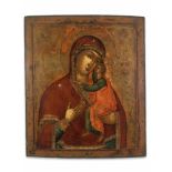 LARGE RUSSIAN ‘ELEUSA’ ICON, VIRGIN OF TENDERNESS, 19th CENTURYWood, polychrome egg