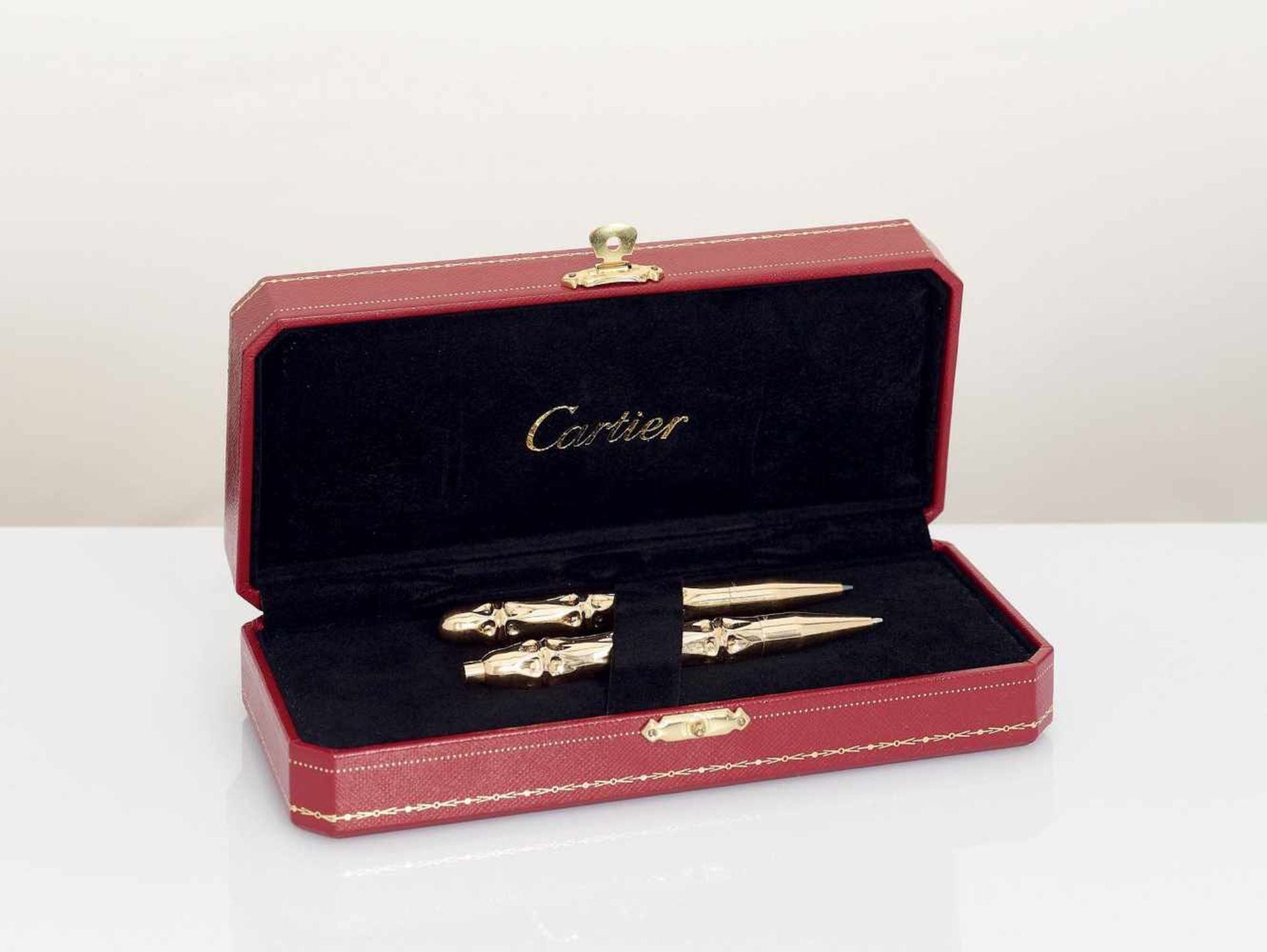 A VINTAGE CARTIER PEN AND PROPELLING PENCIL SET, 14 CARAT GOLD, ca. 1950New York, USAeach with - Image 4 of 6