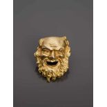 A GOLD-PLATED SILVER BROOCH IN SHAPE OF A LAUGHING ROMAN GOD, 1930sAustria1930s, hallmarked ‘835’