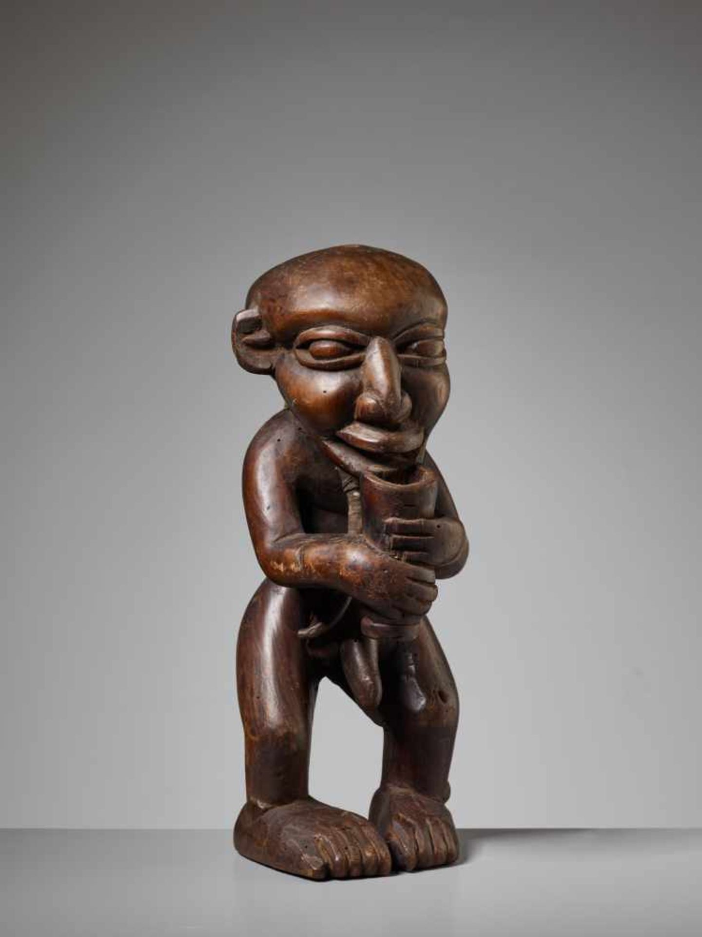 A WOOD STATUE OF A MEDICINE MAN, NIGERIA, YORUBA PEOPLEWood, animal horn pendantNigeria, Yoruba - Image 3 of 6