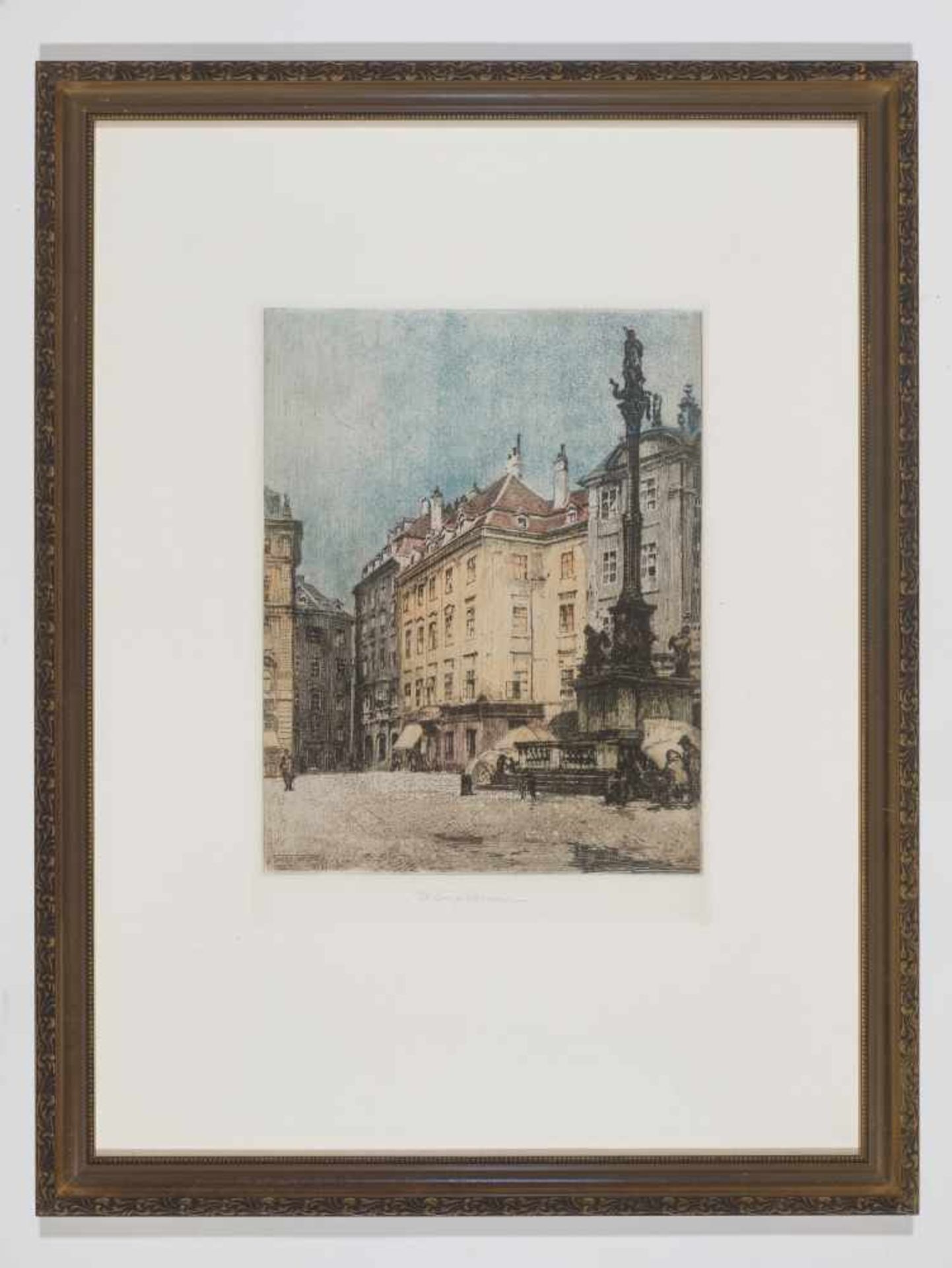 LUIGI KASIMIR (1881-1962), COLOR ETCHING ‘MARIAN COLUMN IN VIENNA’ 1911Luigi Kasimir (1881-1962) - Image 2 of 5