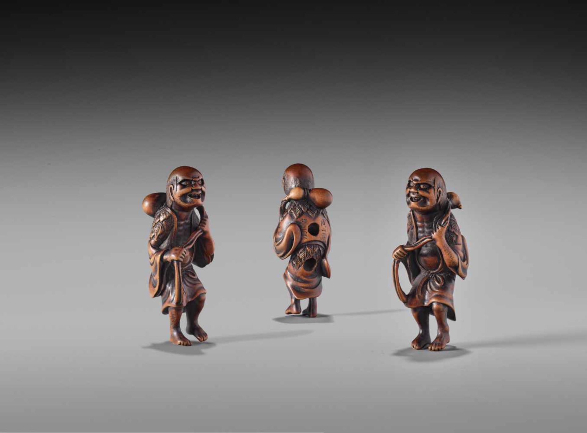 A RARE WOOD NETSUKE OF CHOKARO SENNIN BY NAITO TOYOMASA (1773 – 1856)Wood netsukeJapan, Tanbafirst