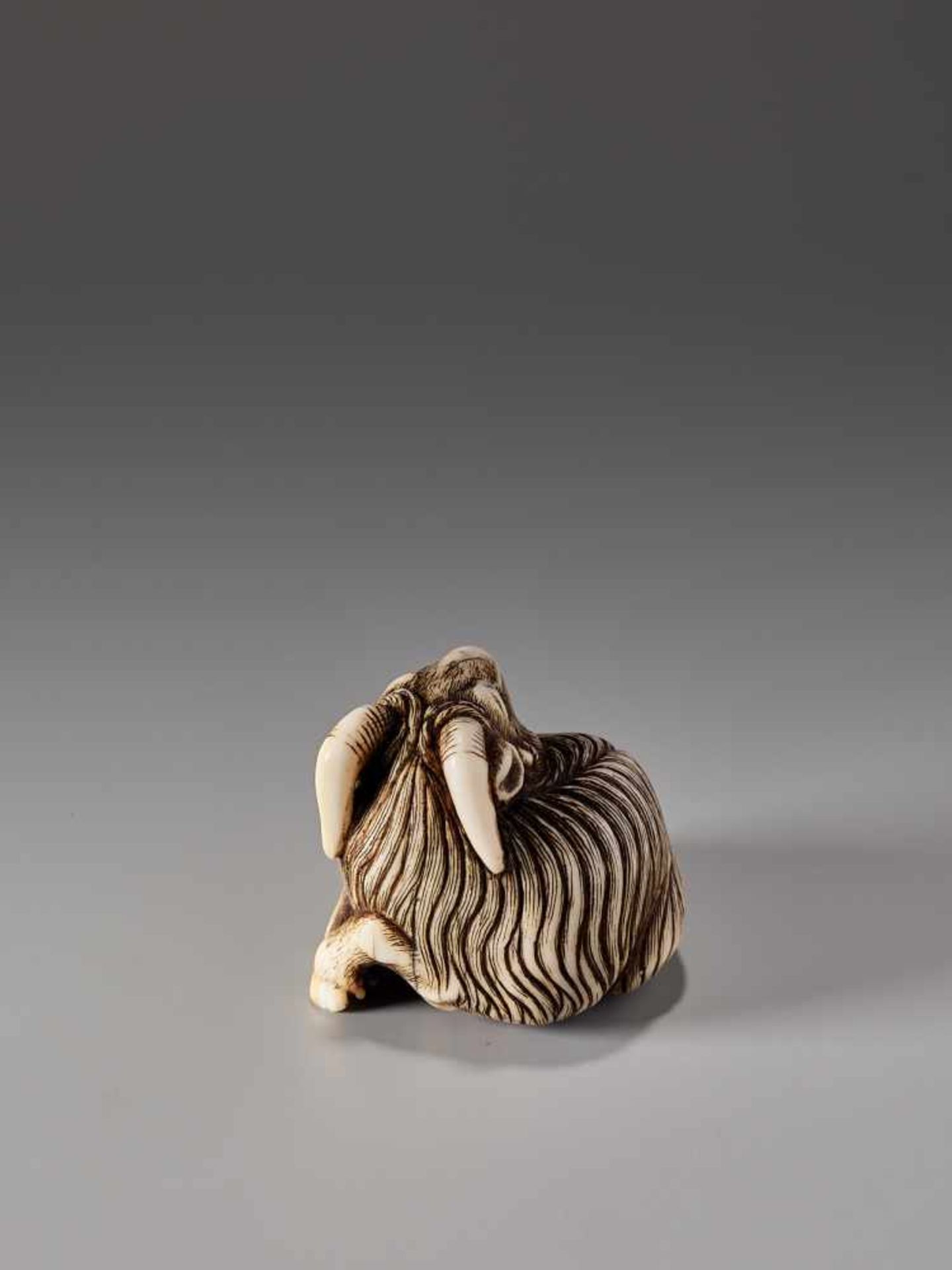 AN IVORY NETSUKE OF A GOATIvory netsukeJapanc. 18th to 1st half of 19th century, Edo period (1615- - Image 5 of 8