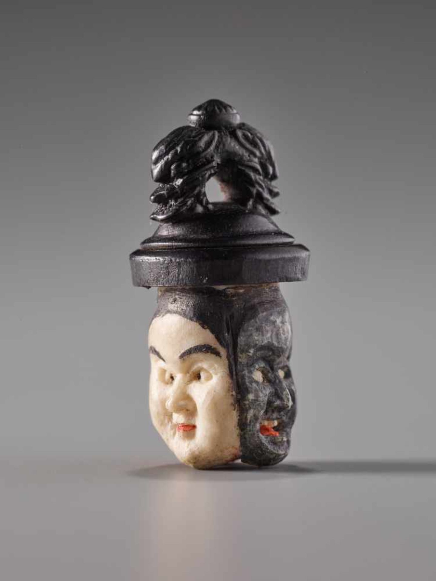 AN EXCELLENT EBONY WOOD AND IVORY NETSUKE OF KIYOHIME BY TANAKA MINKO (1735 – 1816)Ebony wood with - Image 12 of 17