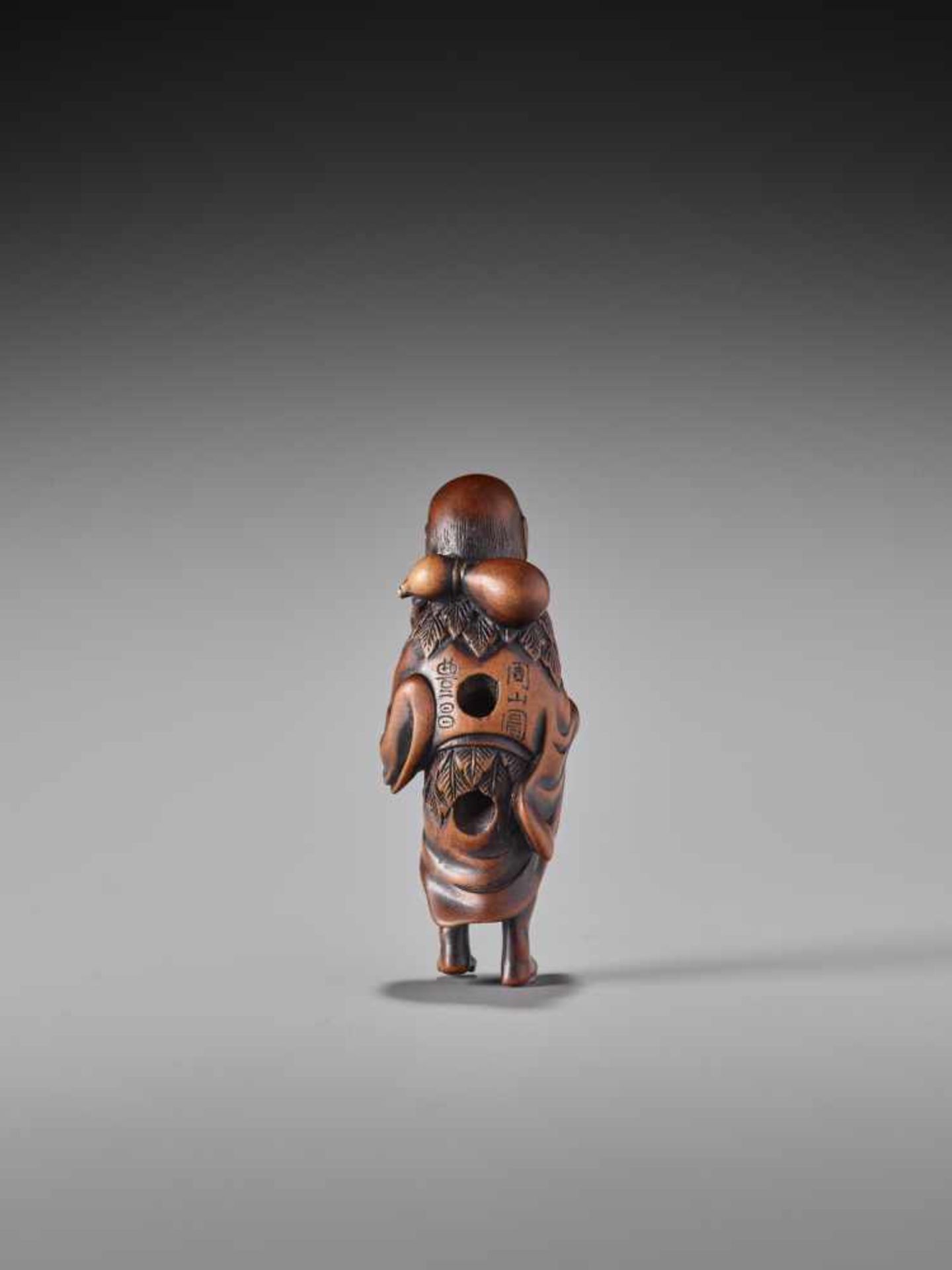 A RARE WOOD NETSUKE OF CHOKARO SENNIN BY NAITO TOYOMASA (1773 – 1856)Wood netsukeJapan, Tanbafirst - Image 8 of 11