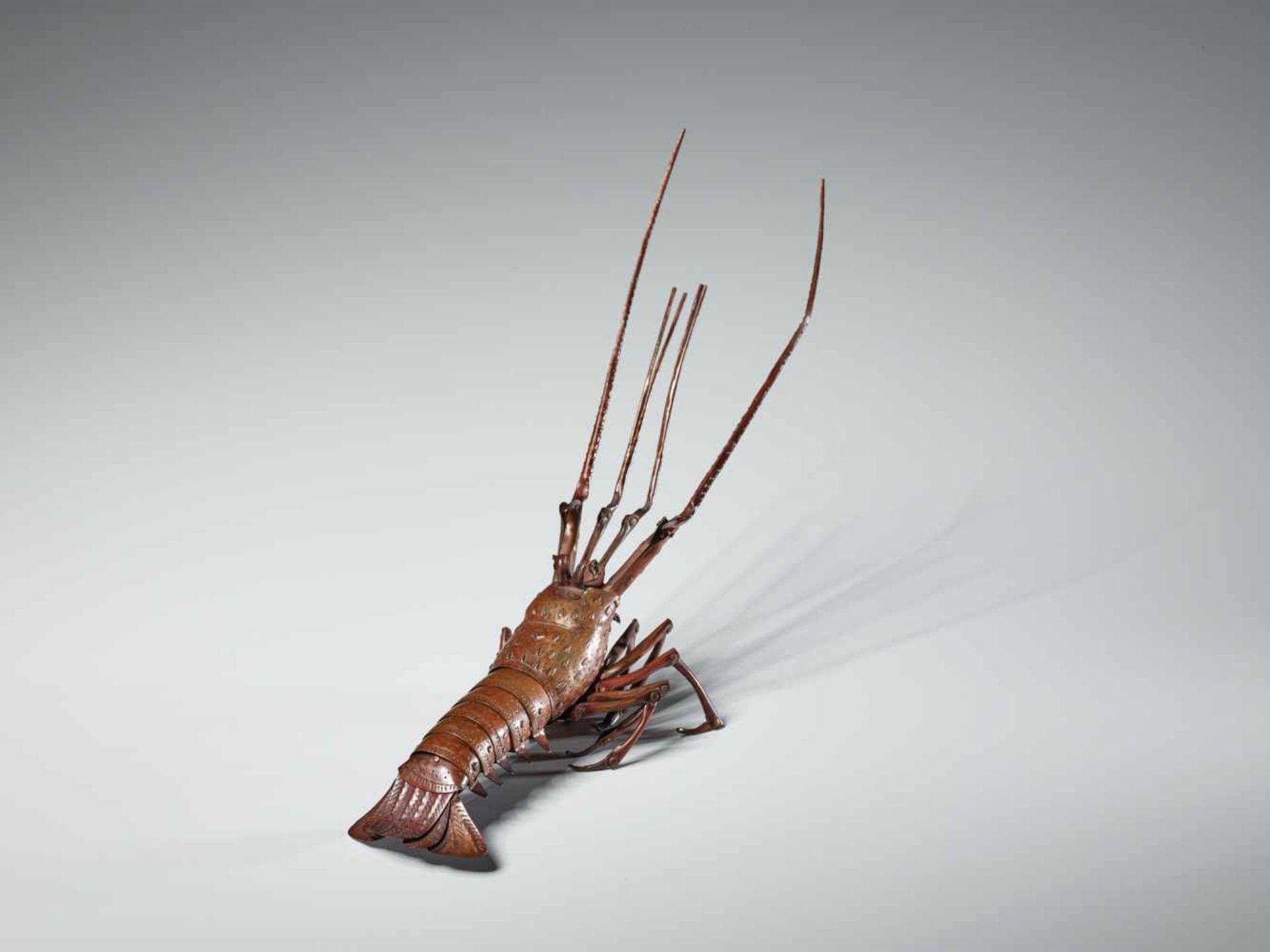 A PAIR OF FULLY ARTICULATED JIZAI OKIMONO DEPICTING EBI (SPINY LOBSTER) BY HIROYOSHICopperJapan, - Image 8 of 15