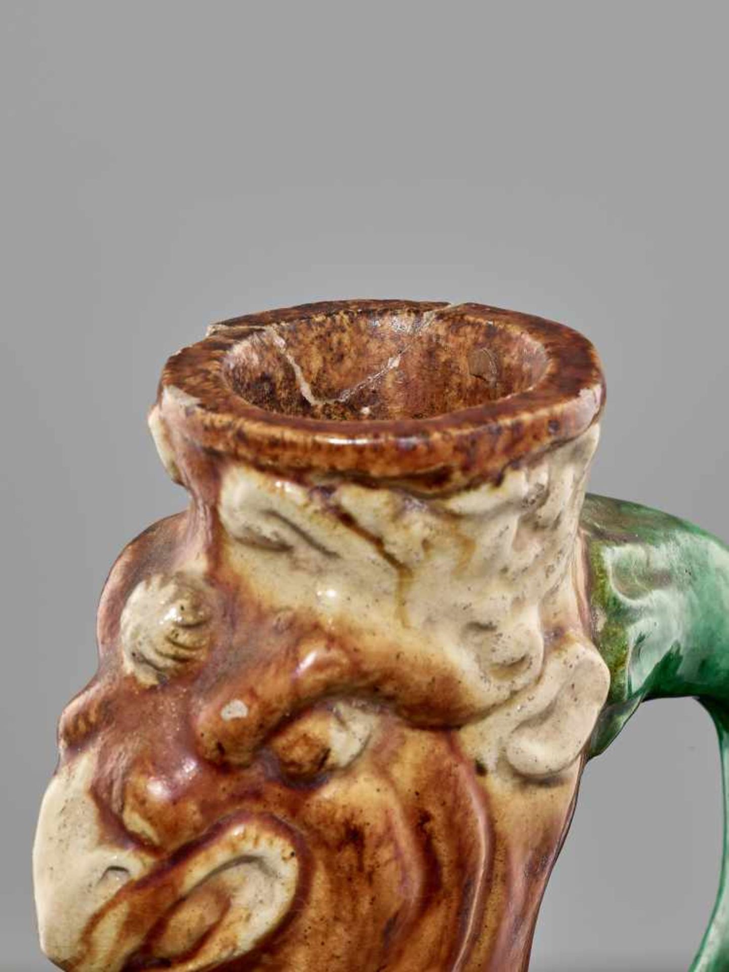 A RARE SANCAI-GLAZED 'PHOENIX' EWER, SONG DYNASTY The finely potted body of elegant ovoid form, - Image 7 of 10