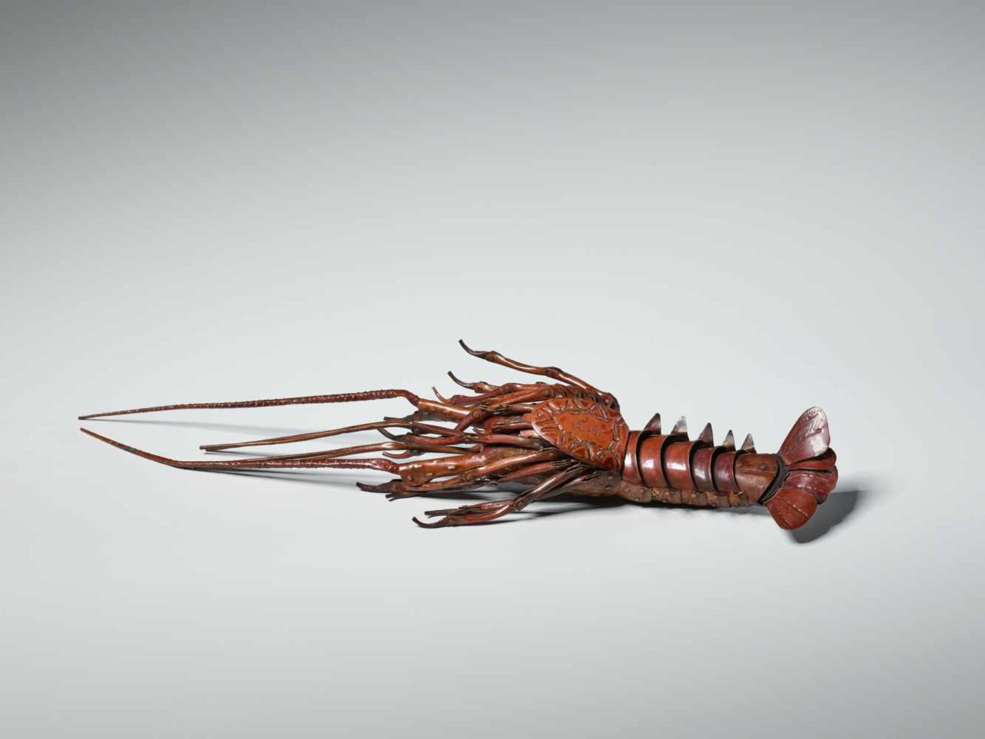 A PAIR OF FULLY ARTICULATED JIZAI OKIMONO DEPICTING EBI (SPINY LOBSTER) BY HIROYOSHICopperJapan, - Image 7 of 15
