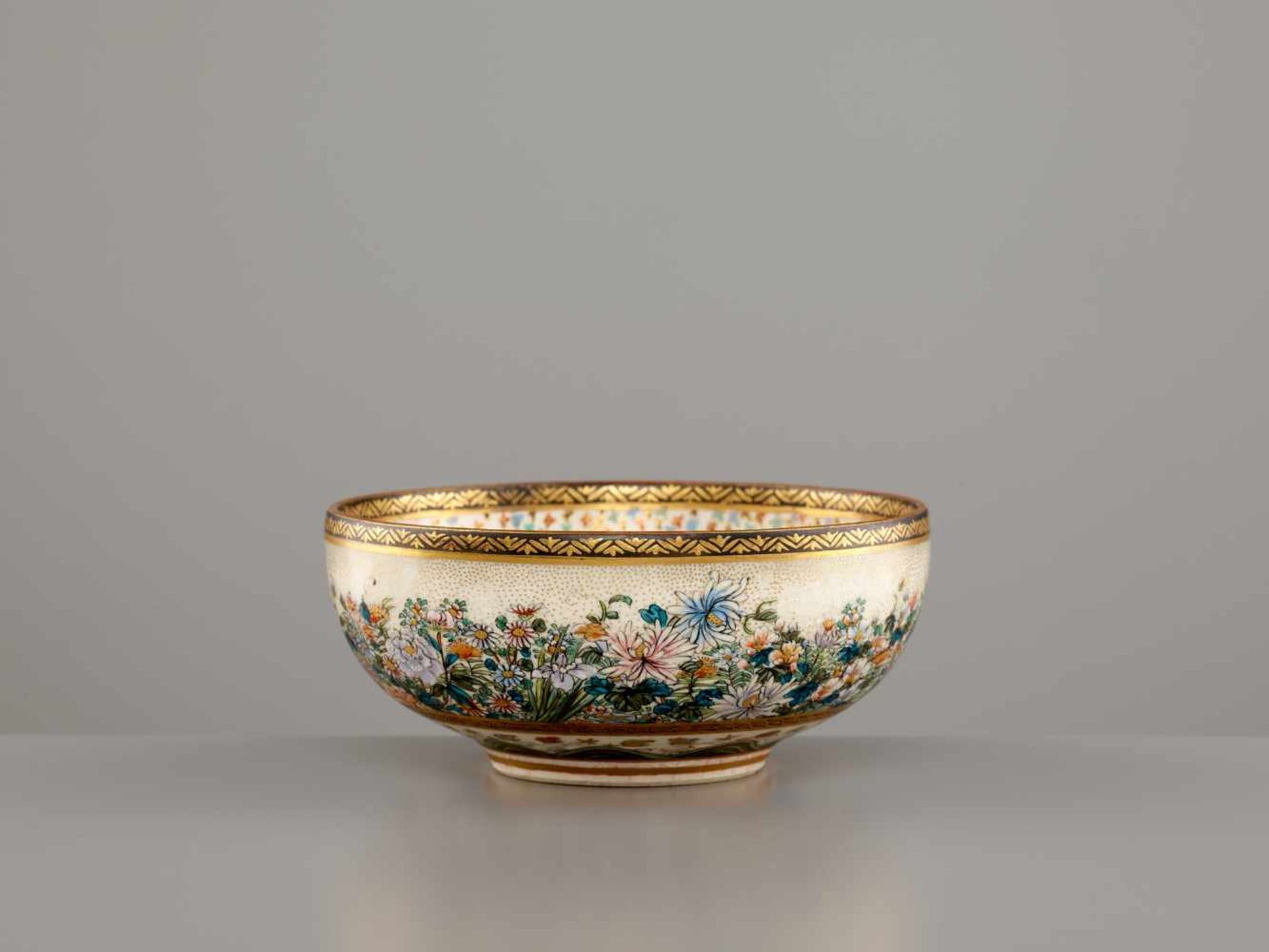 A RARE SATSUMA ‘MILLEFLEUR’ BOWL BY KOZANSatsuma ceramicJapan, late 19th century, Meiji period ( - Image 4 of 8