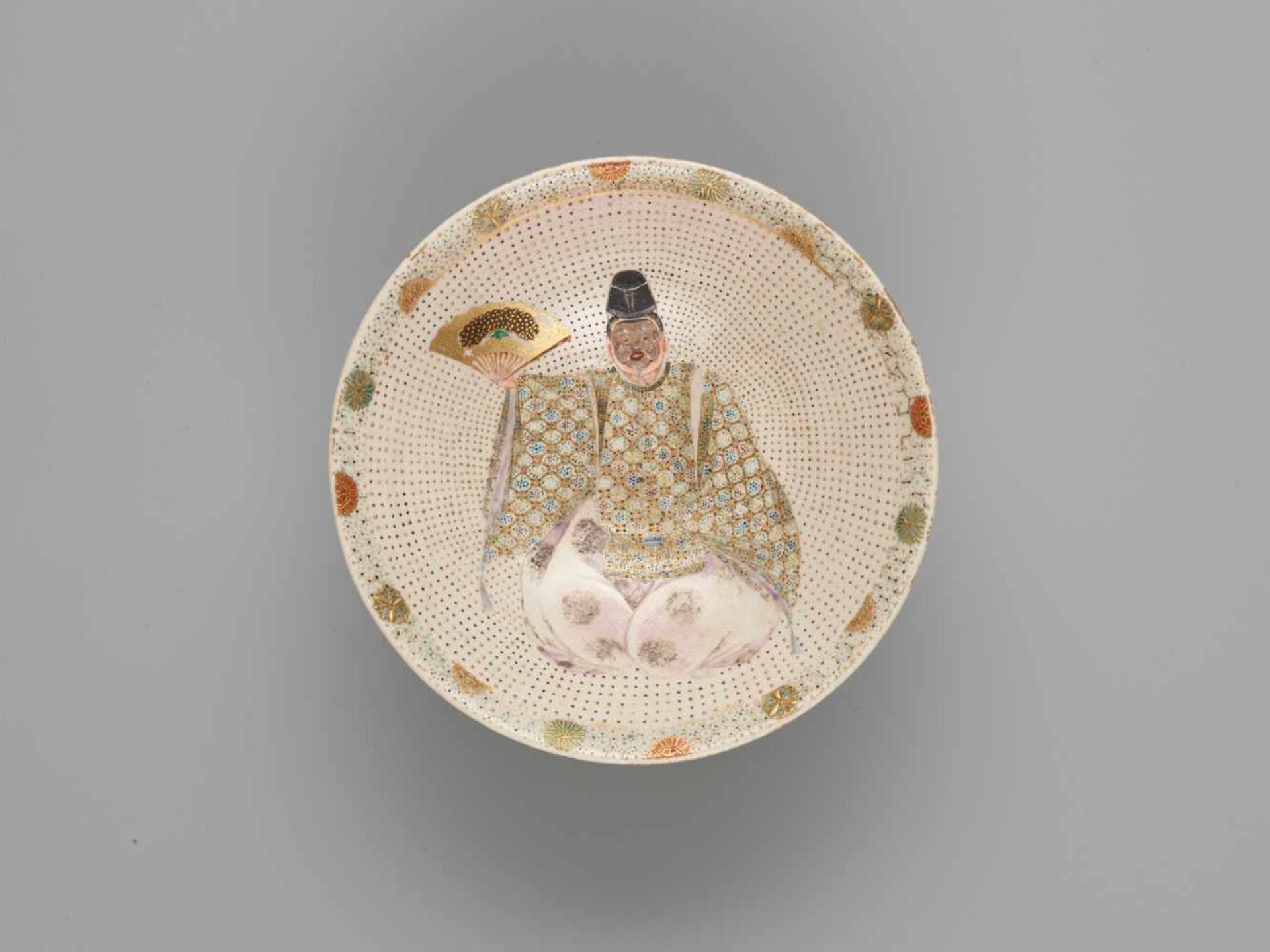 A JAPANESE SATSUMA BOWL WITH A NOH ACTORSatsuma ceramicJapan, late 19th century, Meiji period (