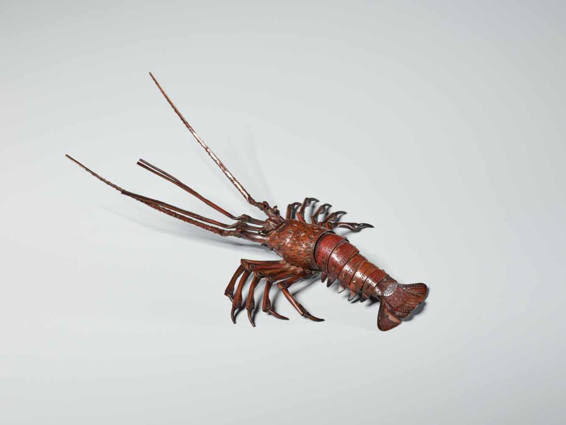 A PAIR OF FULLY ARTICULATED JIZAI OKIMONO DEPICTING EBI (SPINY LOBSTER) BY HIROYOSHICopperJapan, - Image 11 of 15