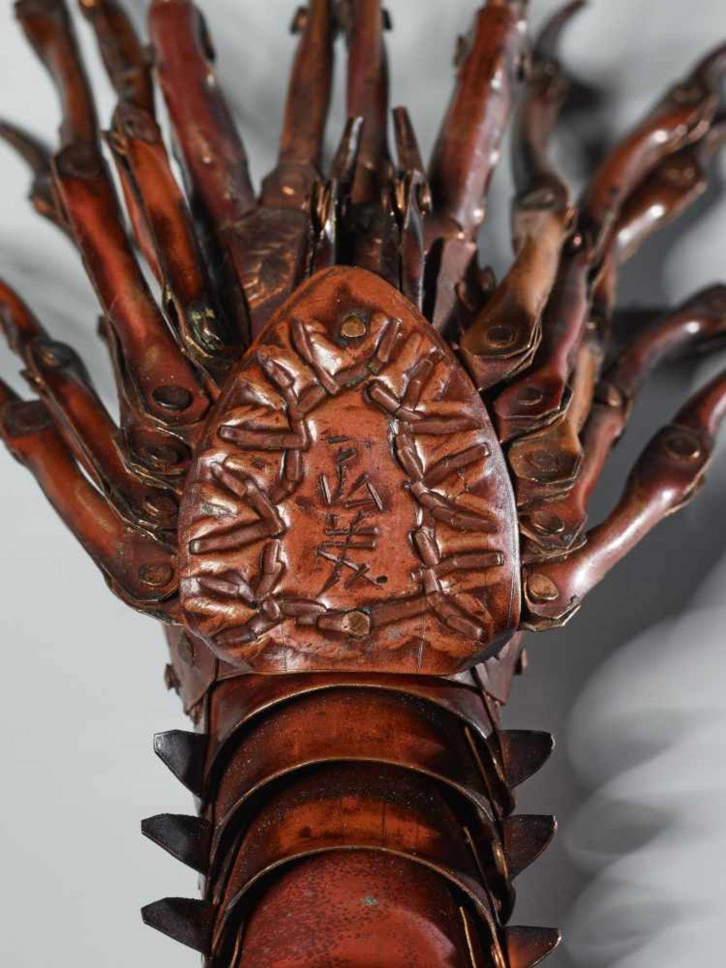 A PAIR OF FULLY ARTICULATED JIZAI OKIMONO DEPICTING EBI (SPINY LOBSTER) BY HIROYOSHICopperJapan, - Image 14 of 15