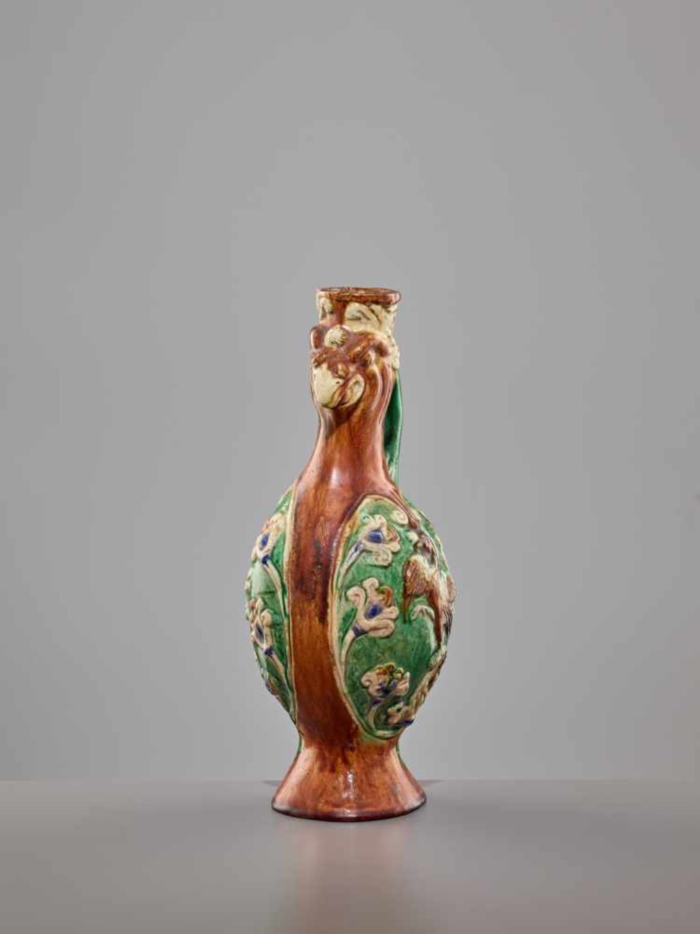 A RARE SANCAI-GLAZED 'PHOENIX' EWER, SONG DYNASTY The finely potted body of elegant ovoid form, - Image 5 of 10