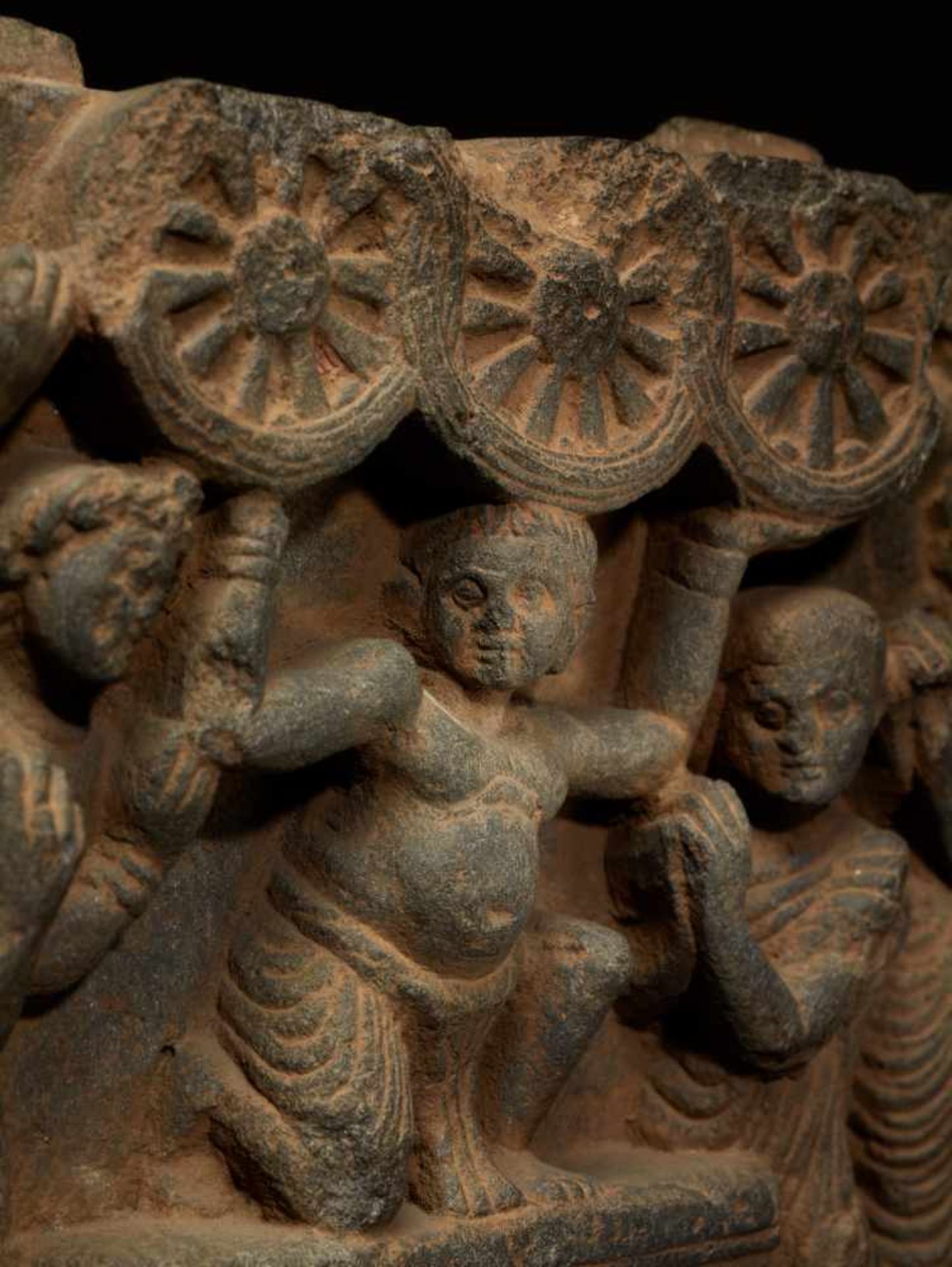 A GANDHARA SCHIST FRIEZE OF THE FIRST SERMON OF BUDDHA, 2nd – 3rd CENTURYGrey schist, with modern - Image 6 of 10