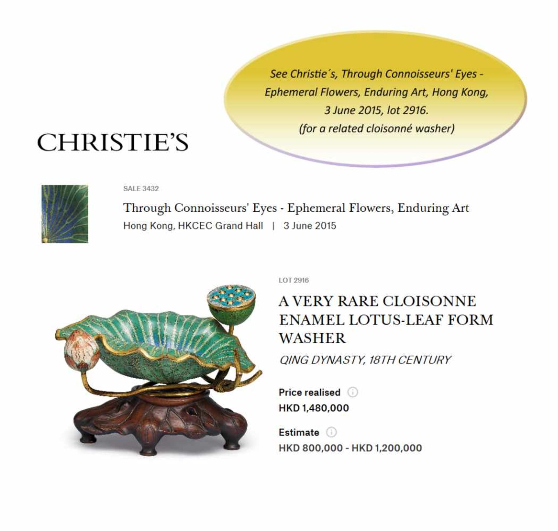 A EXTREMELY RARE CLOISONNE ENAMEL LOTUS-LEAF FORM EWER, 18TH CENTURYFire gilt and incised bronze, - Image 11 of 11