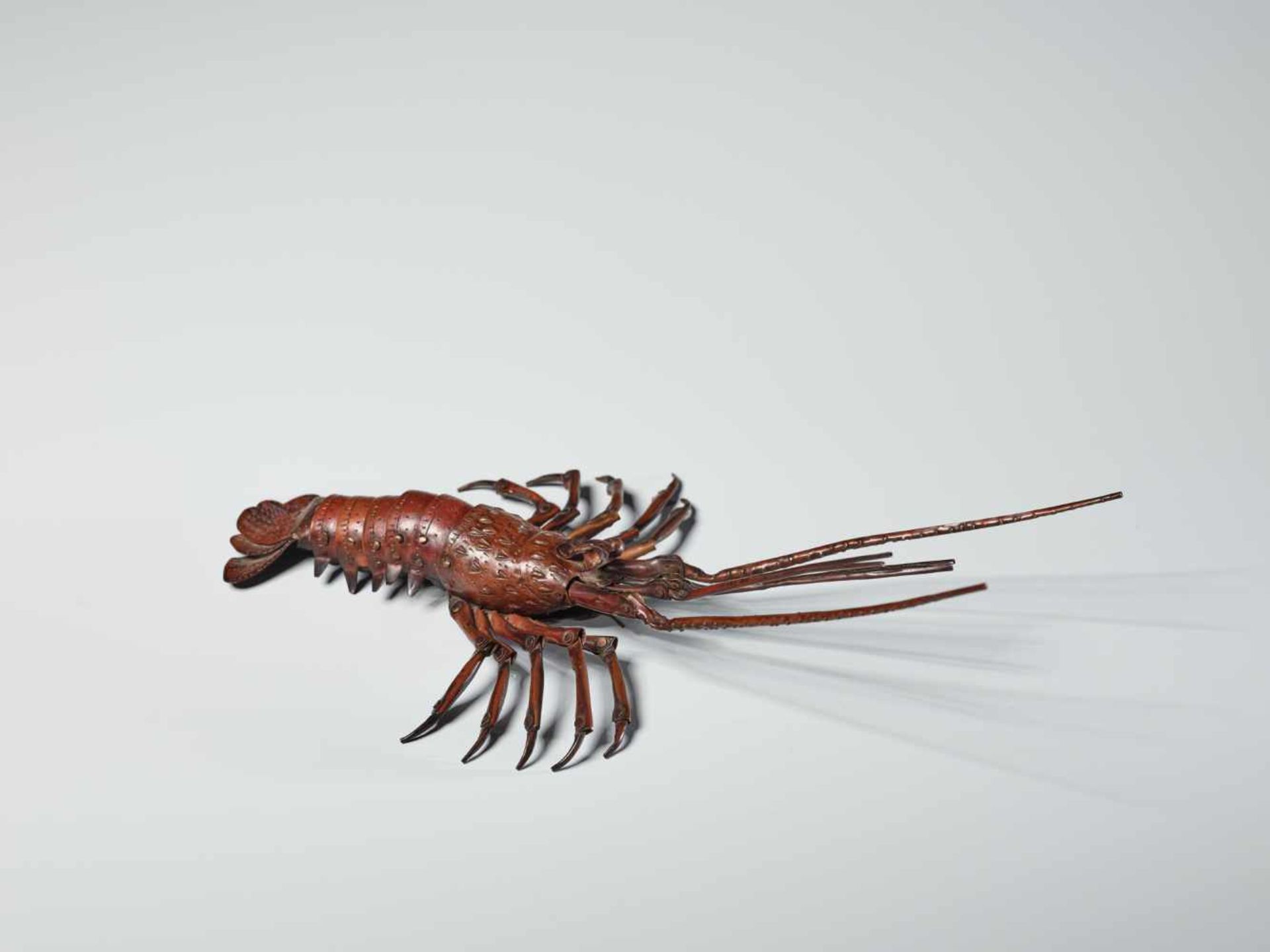 A PAIR OF FULLY ARTICULATED JIZAI OKIMONO DEPICTING EBI (SPINY LOBSTER) BY HIROYOSHICopperJapan, - Image 10 of 15