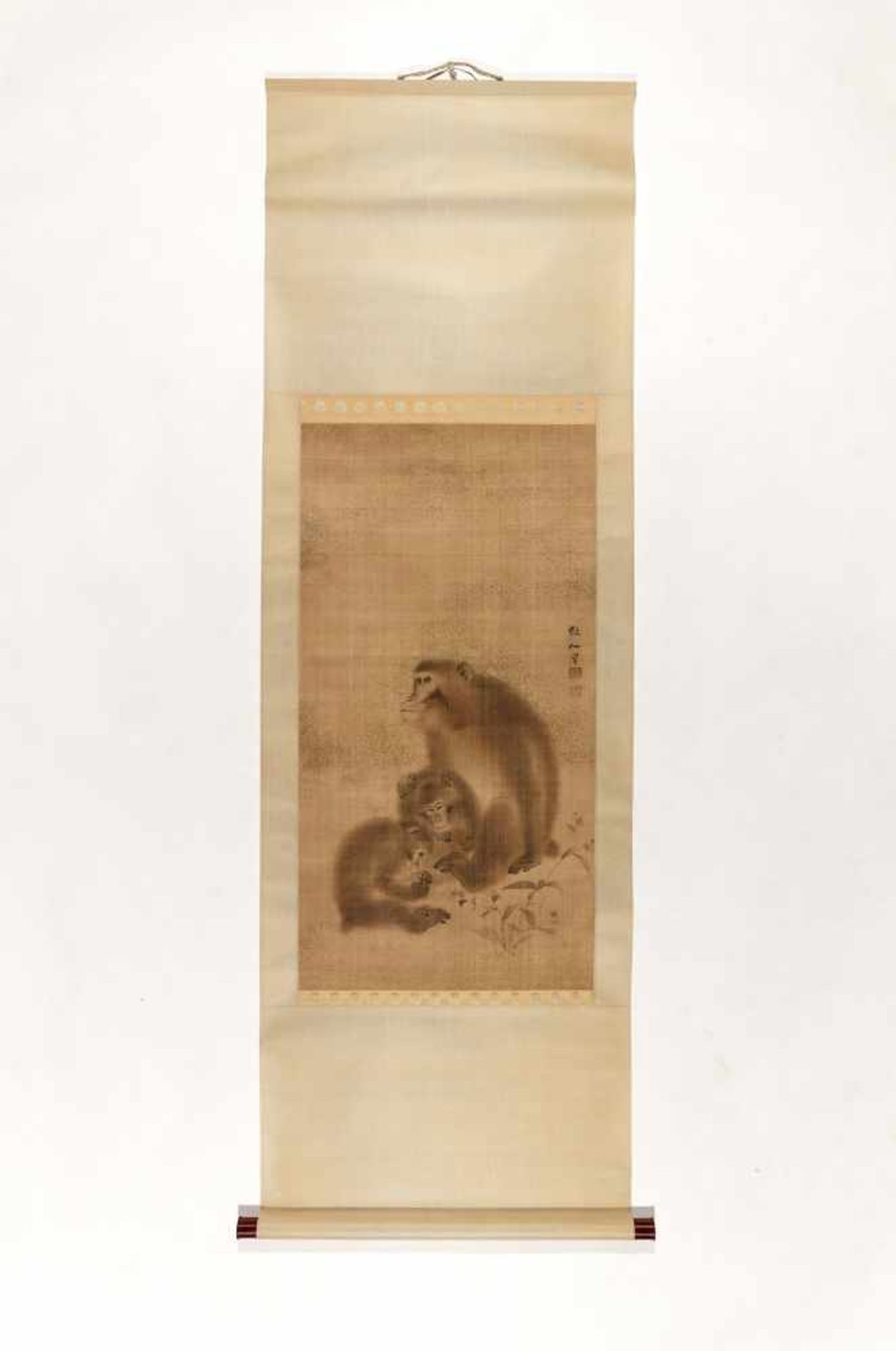 A KAKEJIKU OF MONKEYS BY MORI SOSEN (1747-1821)Ink and color on silkJapan, late 18th – early 19th - Image 2 of 5