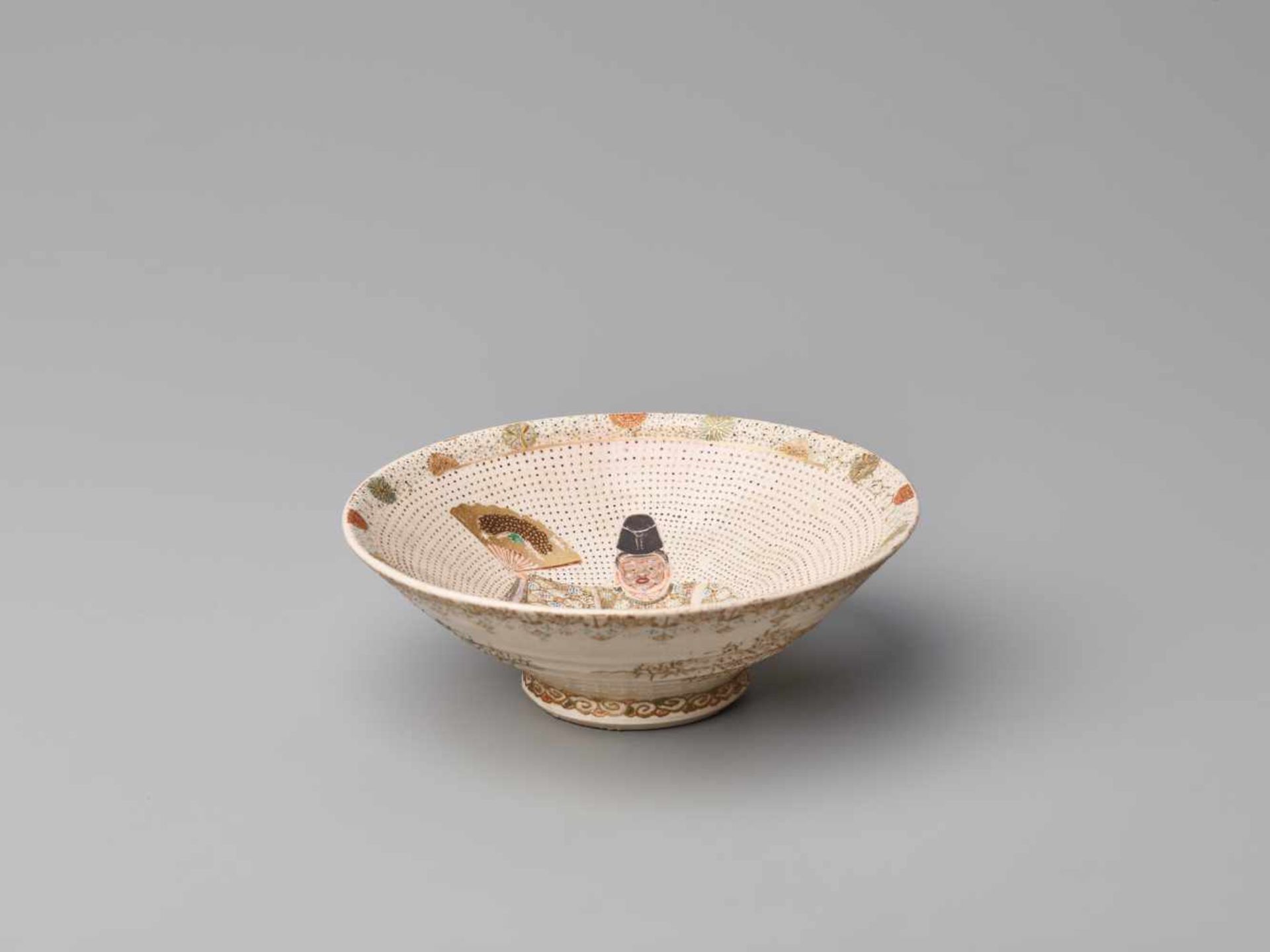 A JAPANESE SATSUMA BOWL WITH A NOH ACTORSatsuma ceramicJapan, late 19th century, Meiji period ( - Image 2 of 8