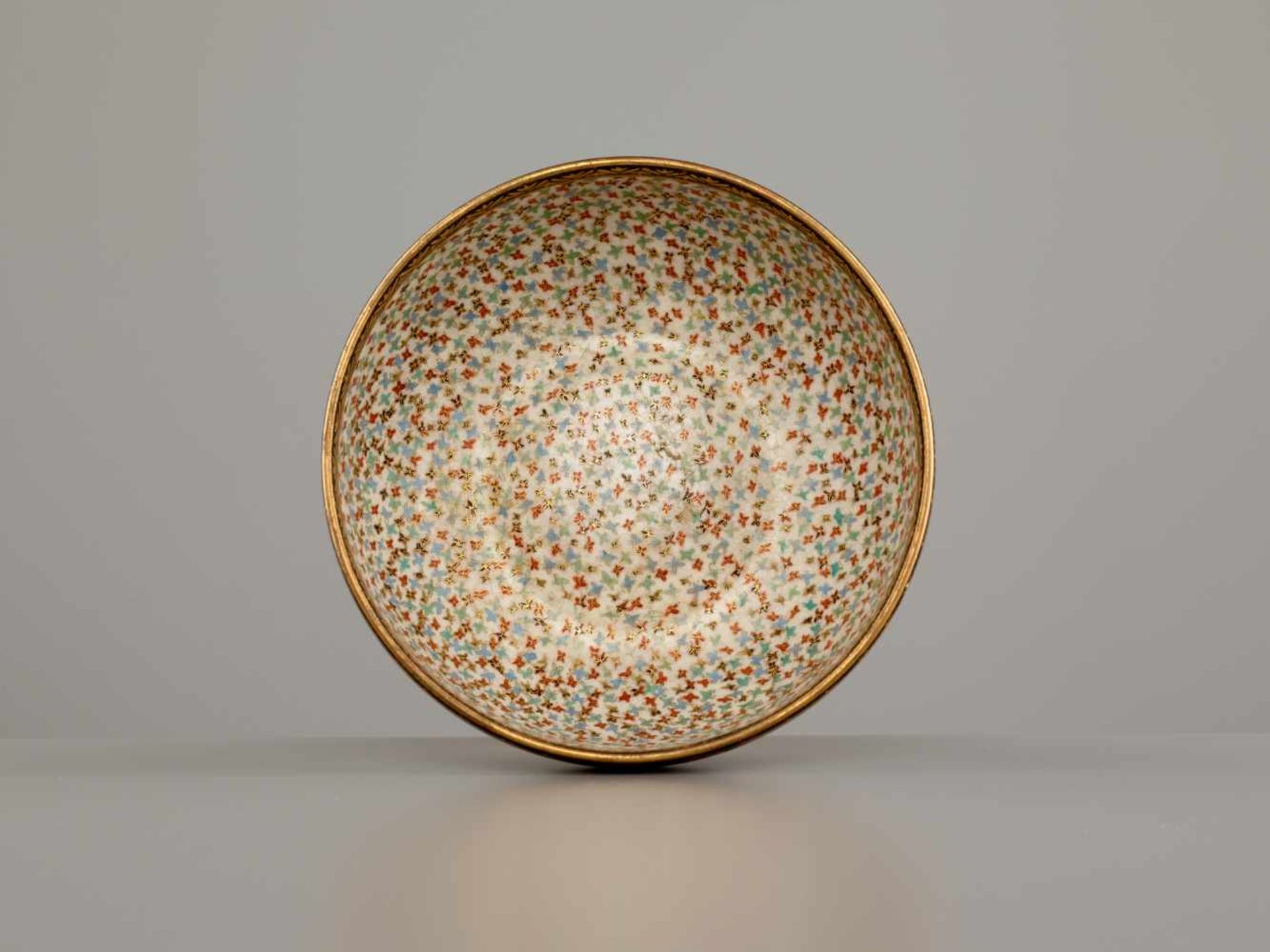 A RARE SATSUMA ‘MILLEFLEUR’ BOWL BY KOZANSatsuma ceramicJapan, late 19th century, Meiji period (