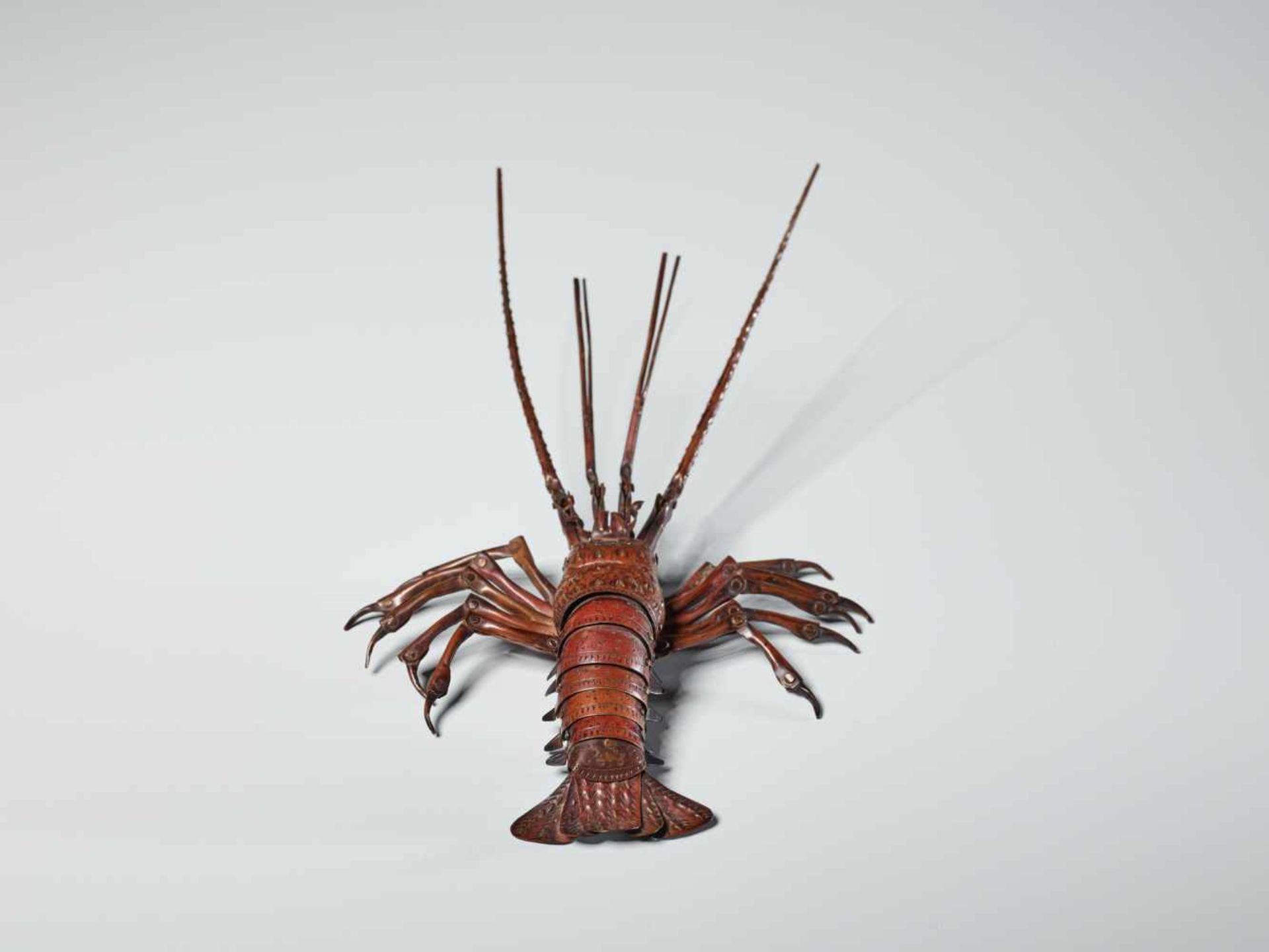 A PAIR OF FULLY ARTICULATED JIZAI OKIMONO DEPICTING EBI (SPINY LOBSTER) BY HIROYOSHICopperJapan, - Image 12 of 15