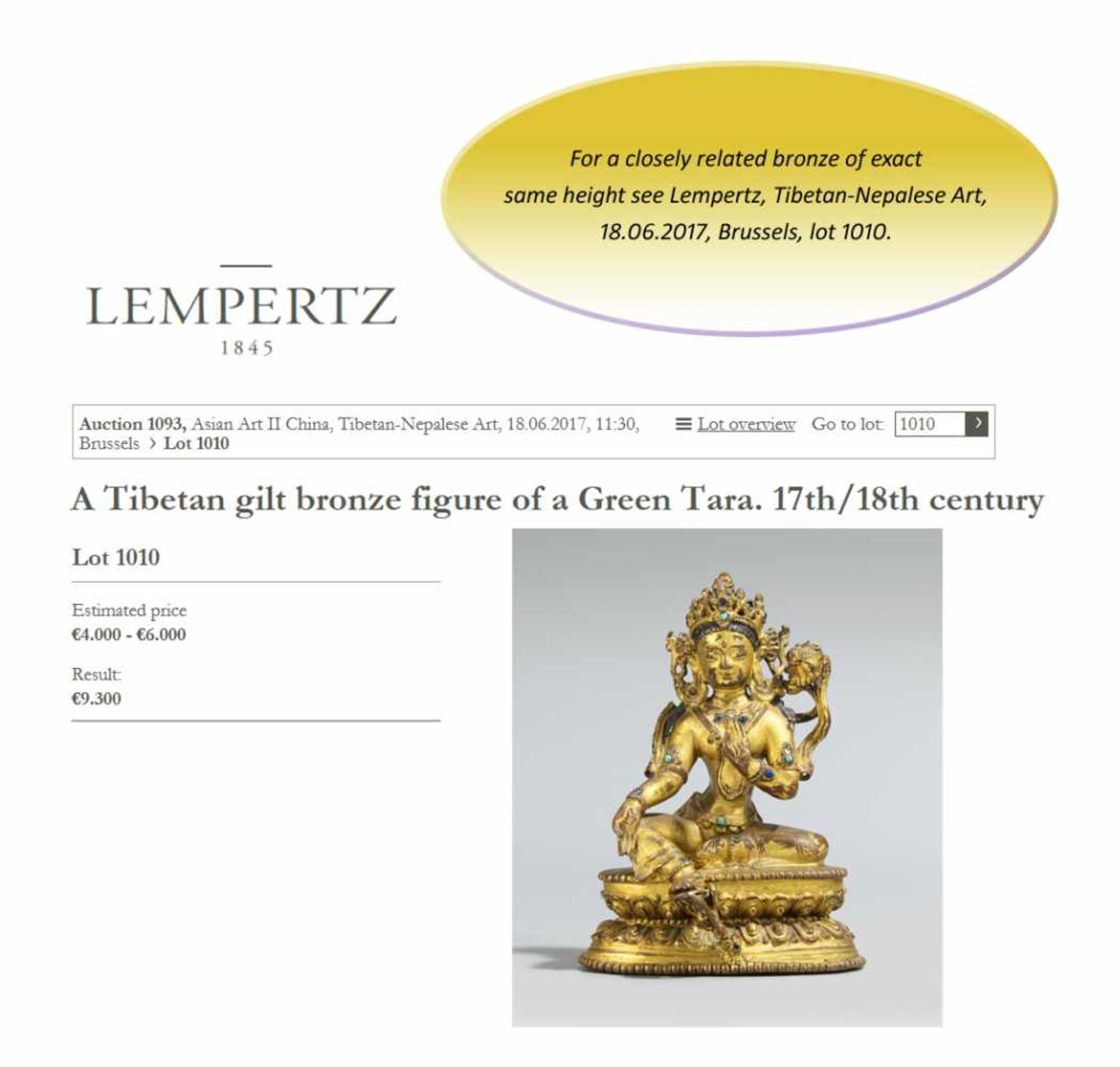 A TURQUOISE INLAID GILT BRONZE FIGURE OF A GREEN TARA, TIBET, 17th – 18th CENTURYCast and chased - Bild 7 aus 7