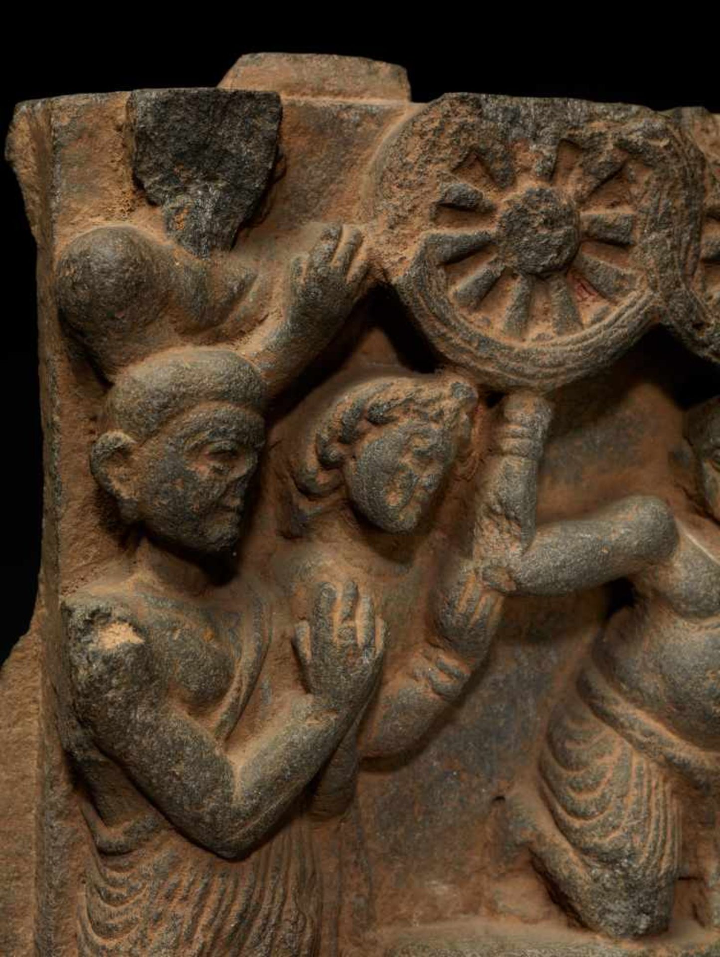 A GANDHARA SCHIST FRIEZE OF THE FIRST SERMON OF BUDDHA, 2nd – 3rd CENTURYGrey schist, with modern - Image 7 of 10