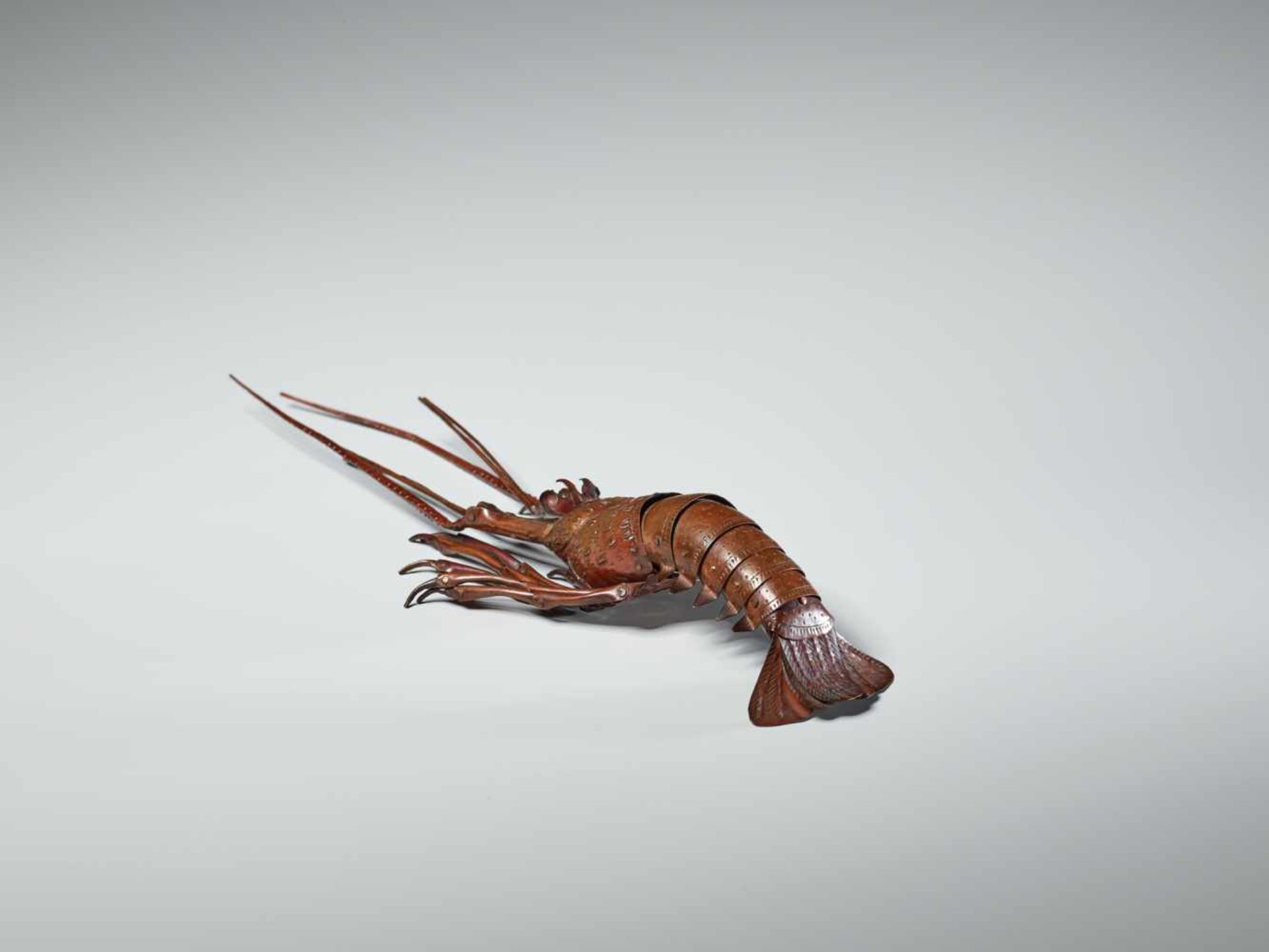 A PAIR OF FULLY ARTICULATED JIZAI OKIMONO DEPICTING EBI (SPINY LOBSTER) BY HIROYOSHICopperJapan, - Image 6 of 15