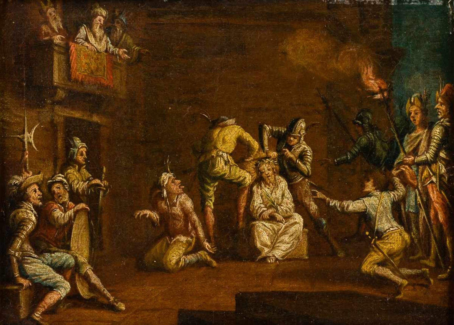 Unbekannter Maler Dornenkrönung Öl / Leinwand, wohl 18. Jh. 17,5 x 23,5 cm, Rahmen: 22,5 x 28,5 cm