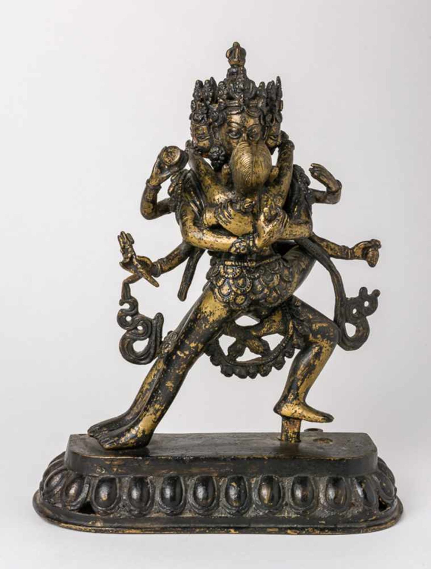Cakrasamvara und Vajravarahi Tibet, Bronze-Figur, wohl 19. Jh, 23 cm hoch Cakrasamvara und