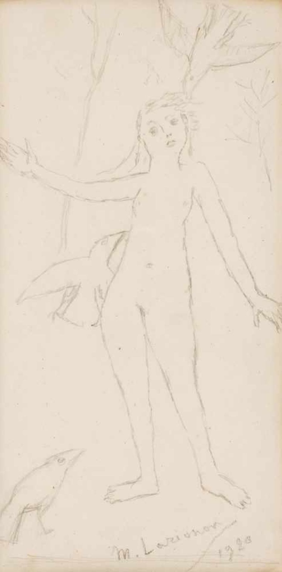 Mikhail Larionov (1881-1964) Akt Bleistift / Papier, signiert und datiert 1920 32,5 x 16,5 cm