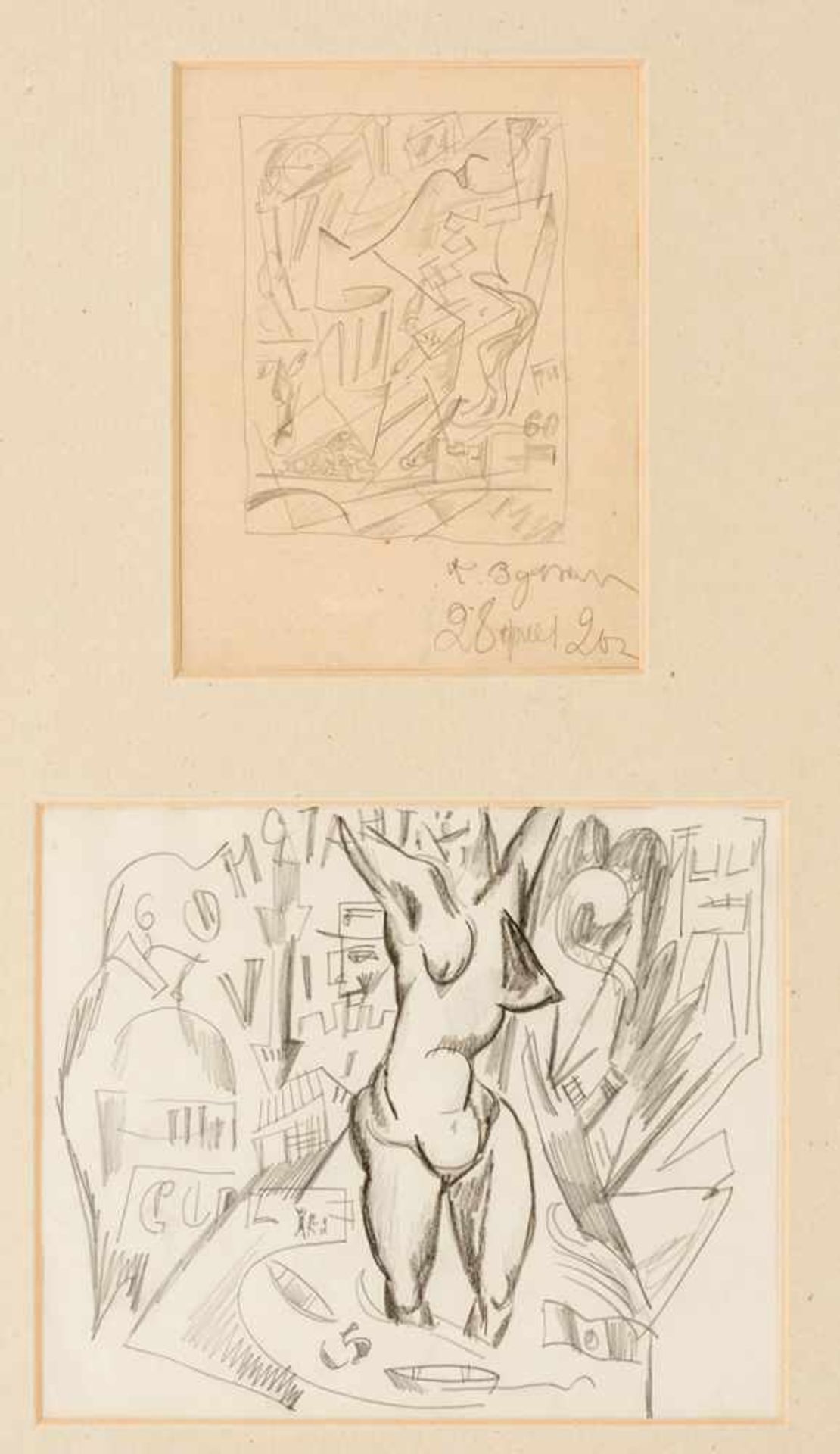 Kyril Zdanevich (1892 - 1969) Skizzen Bleistift auf Papier, 20. Jh. 21,2 x 13,3 und 17,8 x 24,5