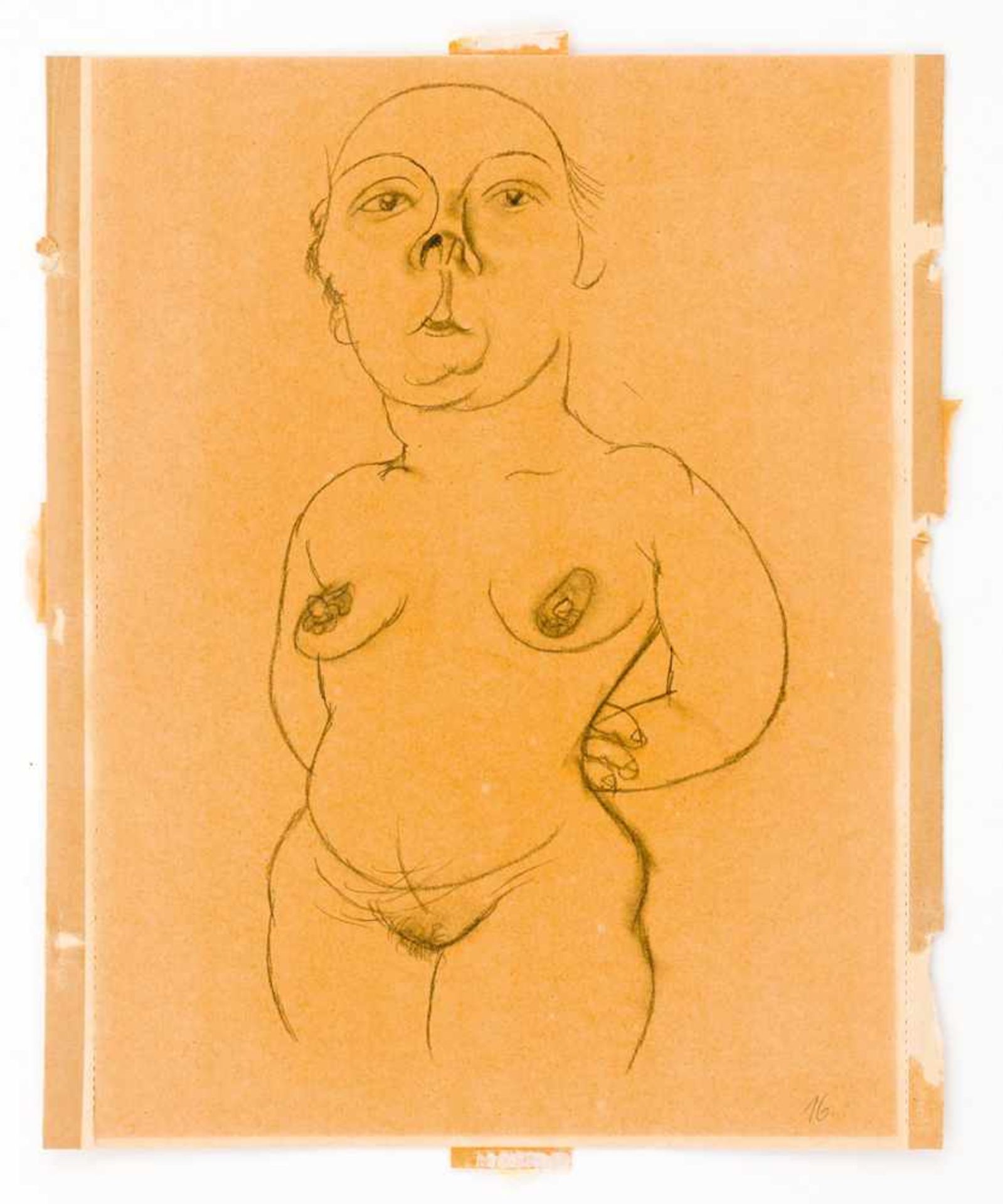 George Grosz (1893-1959) Akt Bleistift / Papier, nicht signiert, Angabe unten: "16" 32,5 x 26,5 cm - Image 2 of 2