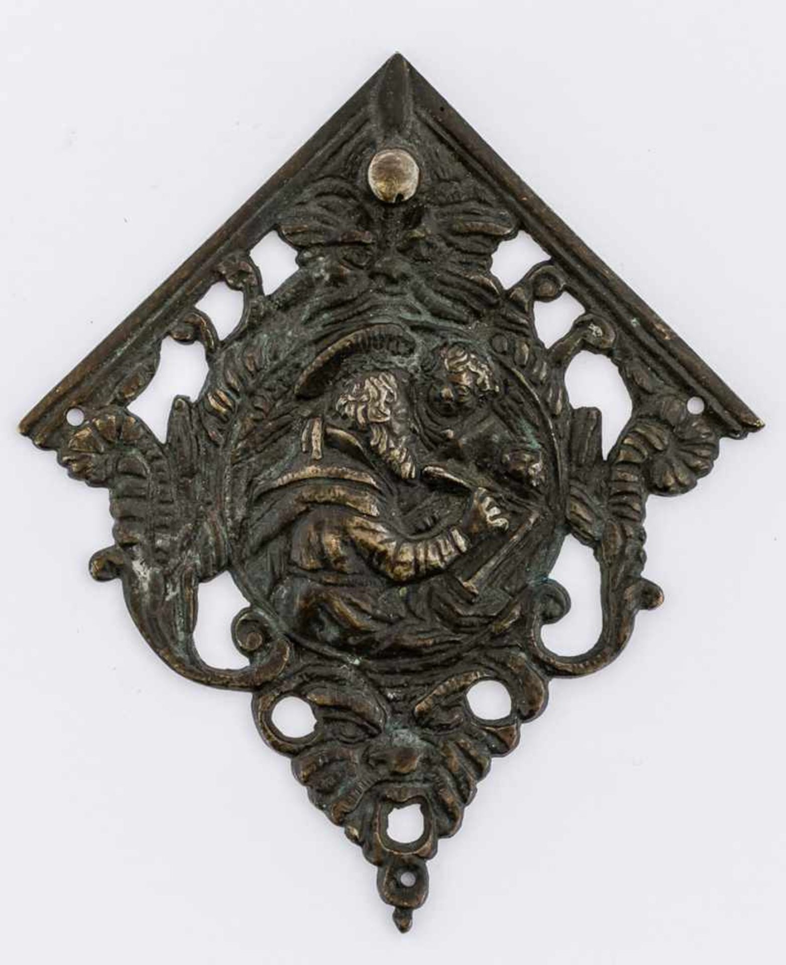 Evangelist Johannes Deutscher Beschlag, wohl 16./ 17. Jh. 10 x 8,5 cm St. Evangelist John, German