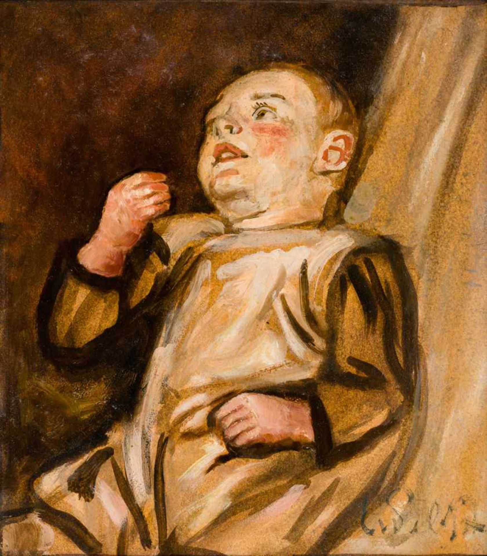 Eduard von Gebhardt (1838 - 1925) Kind Öl / Holz, unten rechts signiert 24 x 21 cm Eduard von