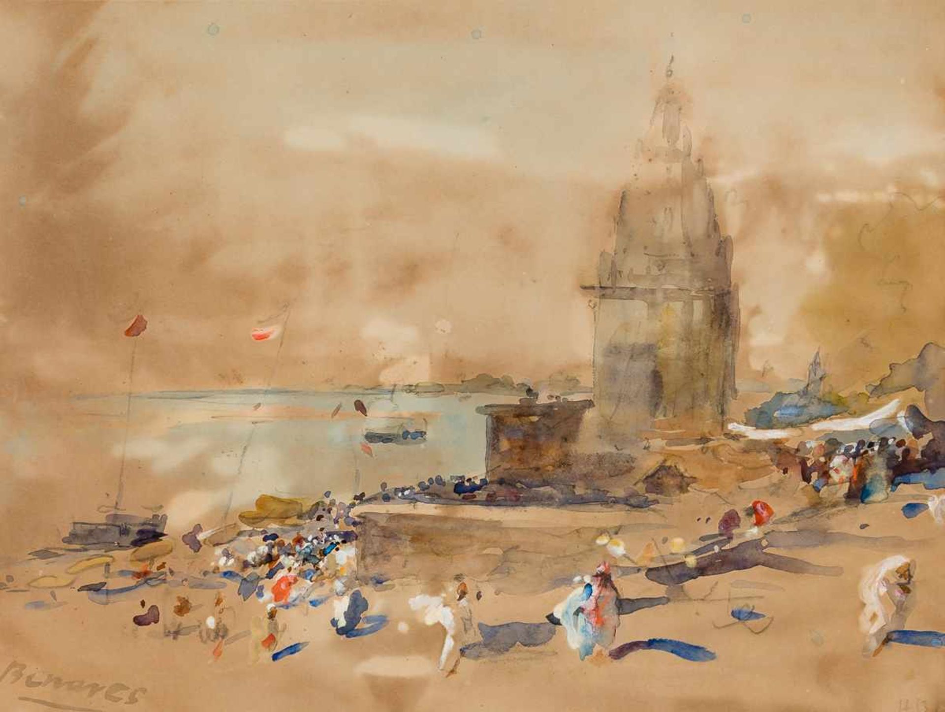 Hercules Brabazon Brabazon (1821-1906) Benares Aquarell, rechts unten monogrmmiert "HBB" 21,7 x 28,5