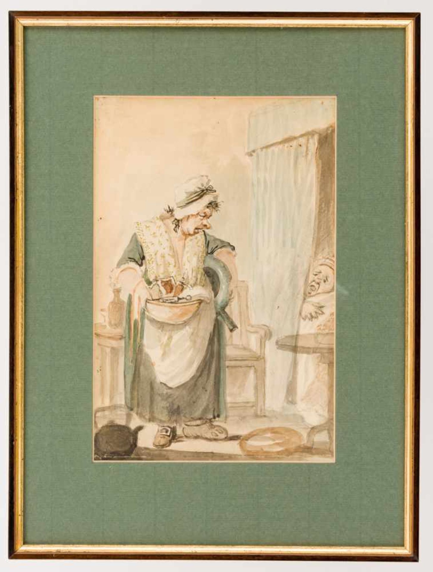 Englischer Künstler Karikatur Aquarell auf Papier, wohl 19. Jh. 25,5 x 17 cm, Rahmen: 38 x 28,5 cm - Image 2 of 2