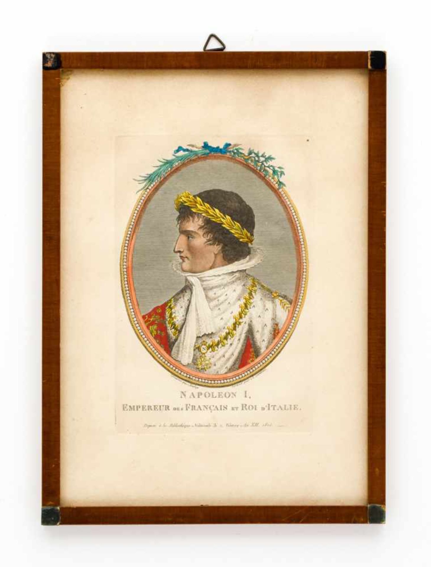 Napoleon I Kolorierte Lithographie von A. Tardieu nach Isebey, 19. Jh. 17 x 11 cm, Rahmen: 27 x 19,5 - Bild 2 aus 2