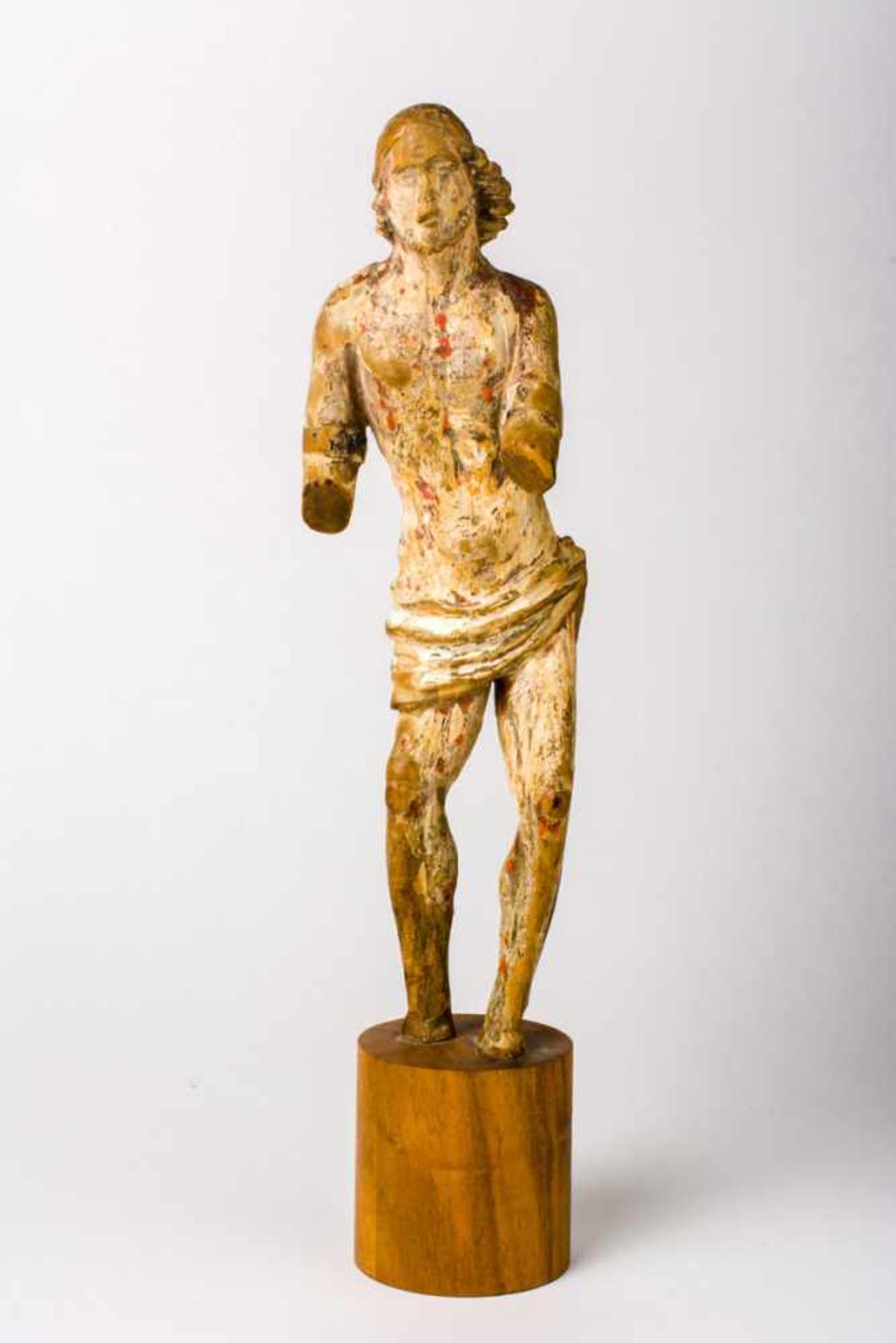 Christus Holz, wohl 15. / 16. Jh. 28 cm hoch mit Sockel Christ, wood, probably 15/16th c., 28 cm