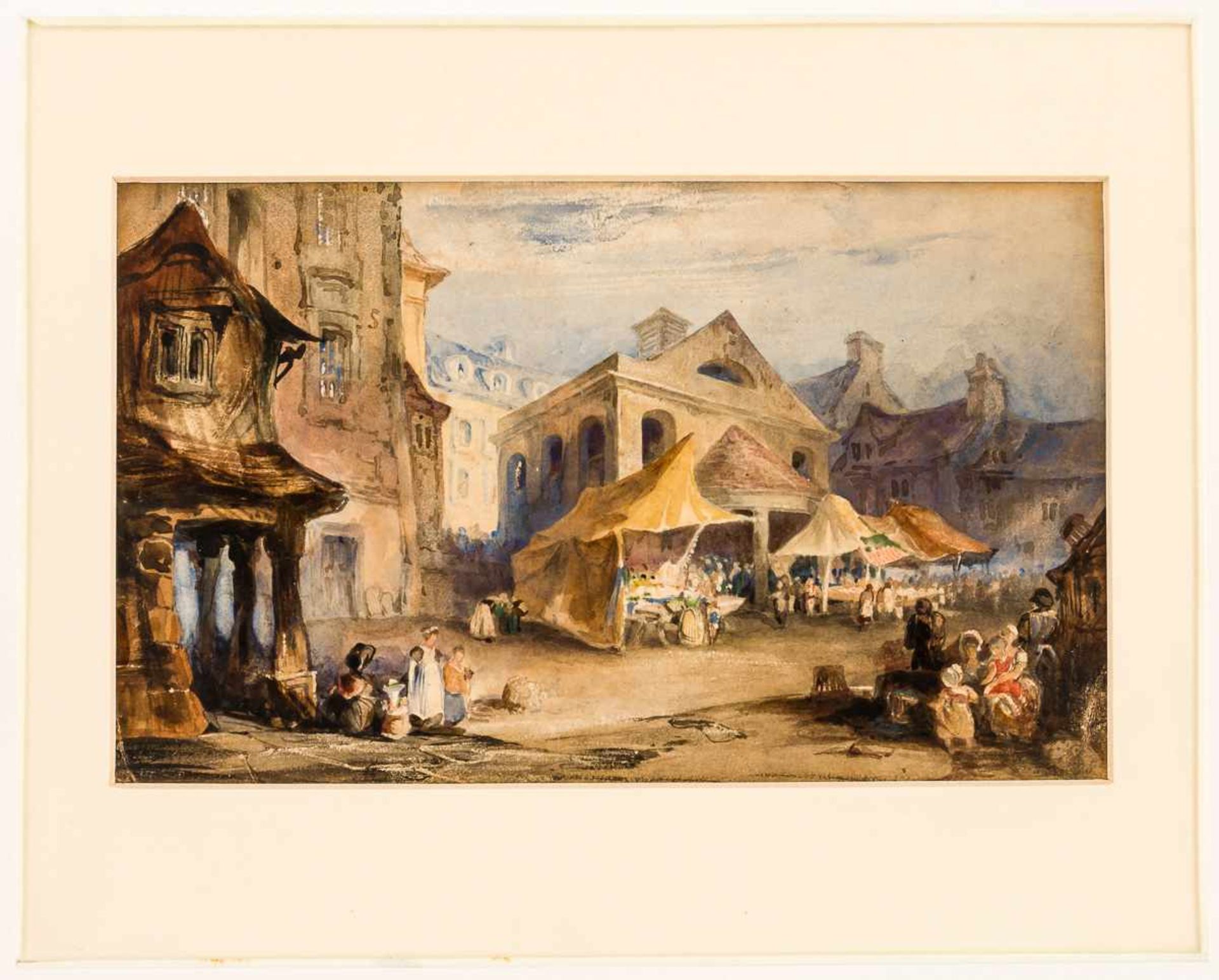 Samuel Austin (1796-1834), zugeschrieben Stadtansicht Zeichnung / Papier, rückseitig mit Bleistift - Bild 2 aus 2