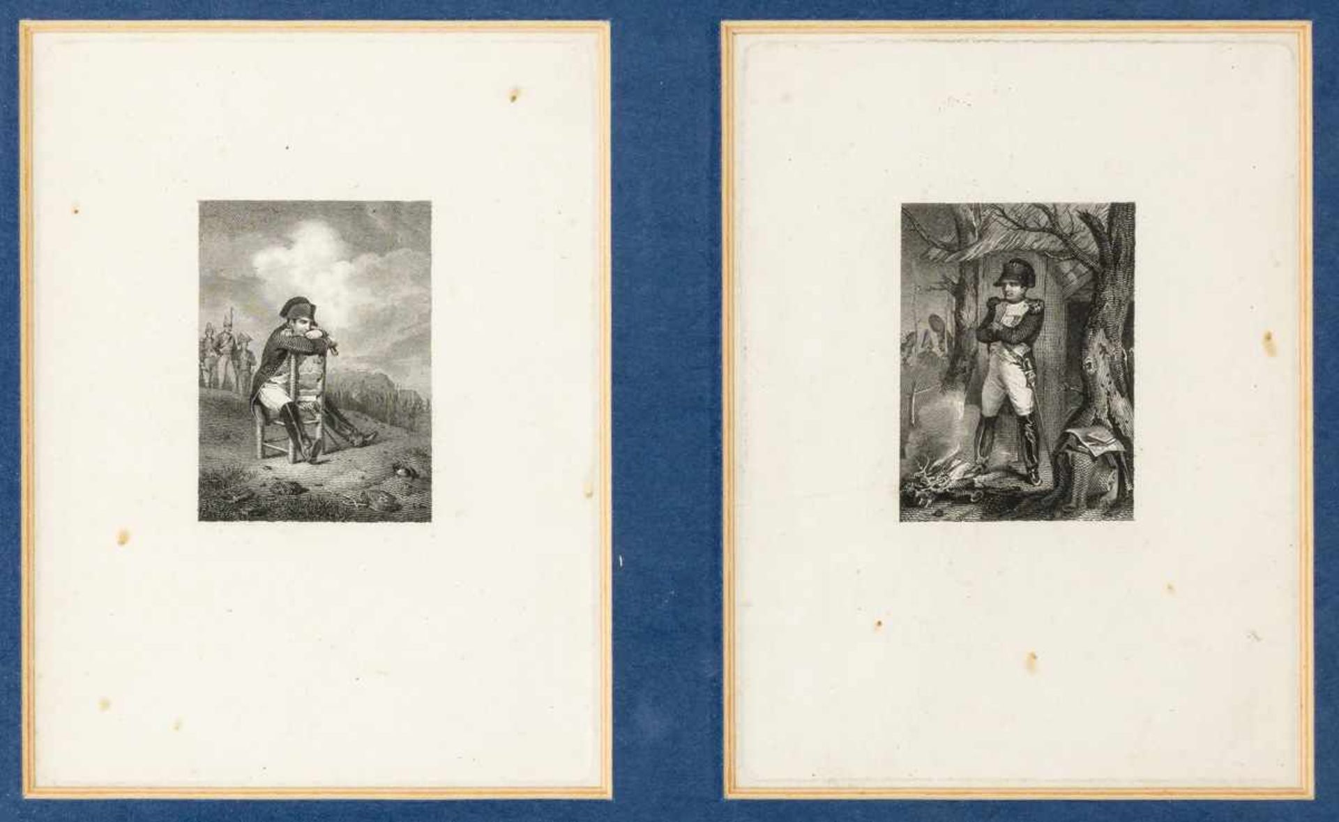 Napoleon Zwei Stahlstiche, 19. Jh. ca. 7 x 5 cm, Rahmen: 32 x 42,3 cmNapoleon, 2 steel engravings,